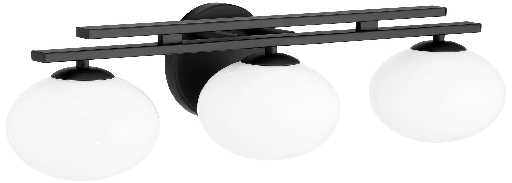 Image 3 Thesis Julep 24-inch Matte Black Vanity Light with Opal Glass Shades more views