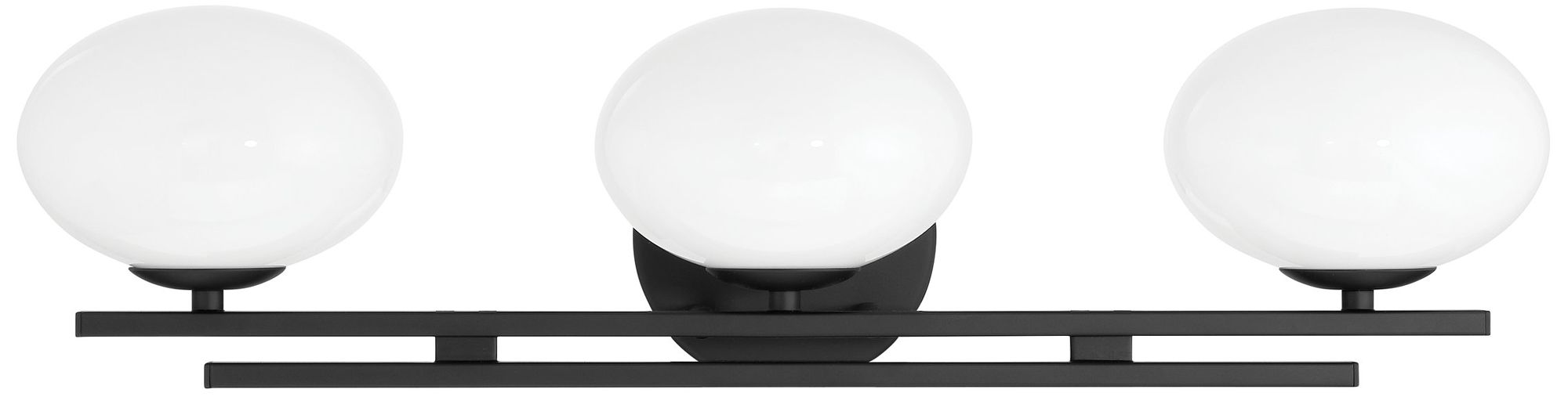 Image 4 Thesis Julep 24-inch Matte Black Vanity Light with Opal Glass Shades more views