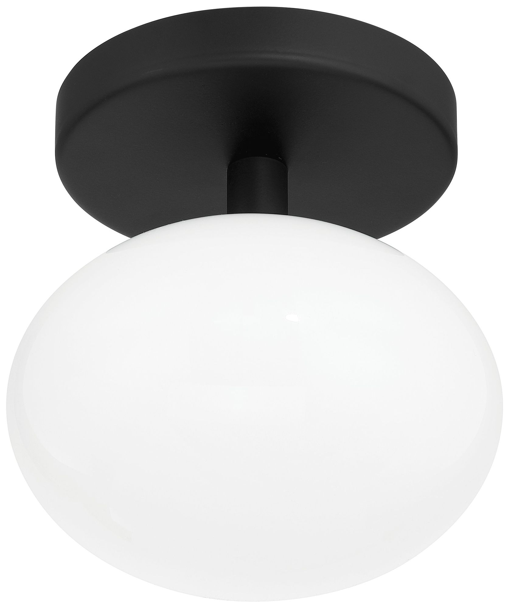 Image 2 Thesis Julep 6" 1 Light Matte Black Semi-Flush Mount with Opal Glass Shade