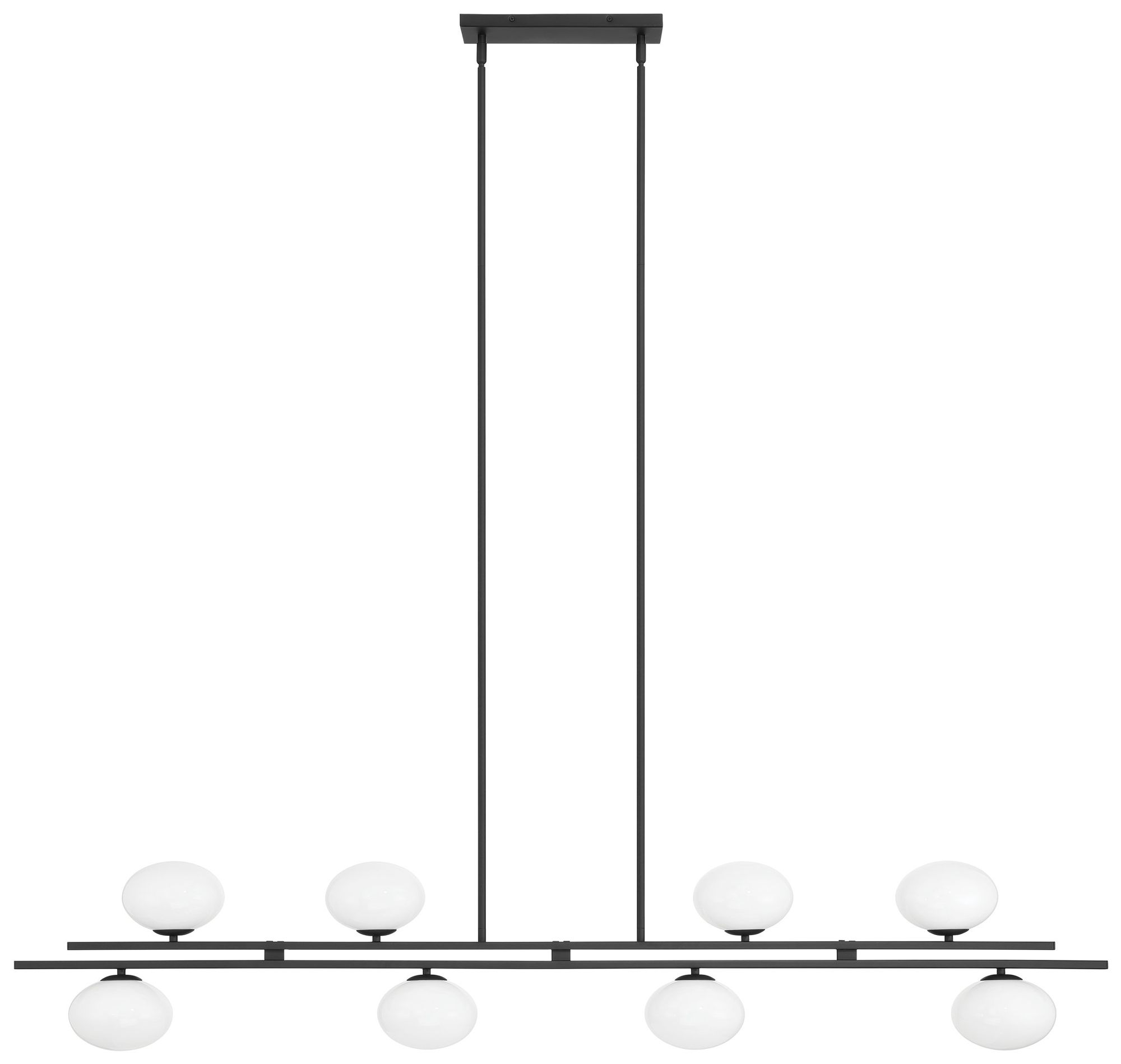 Image 3 Thesis Julep 64" 8 Light Matte Black Linear Chandelier w/ Opal Glass Shades more views