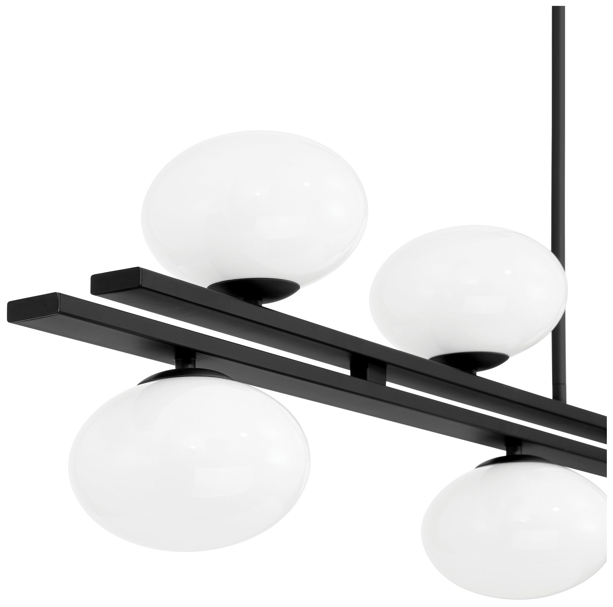 Image 4 Thesis Julep 64" 8 Light Matte Black Linear Chandelier w/ Opal Glass Shades more views