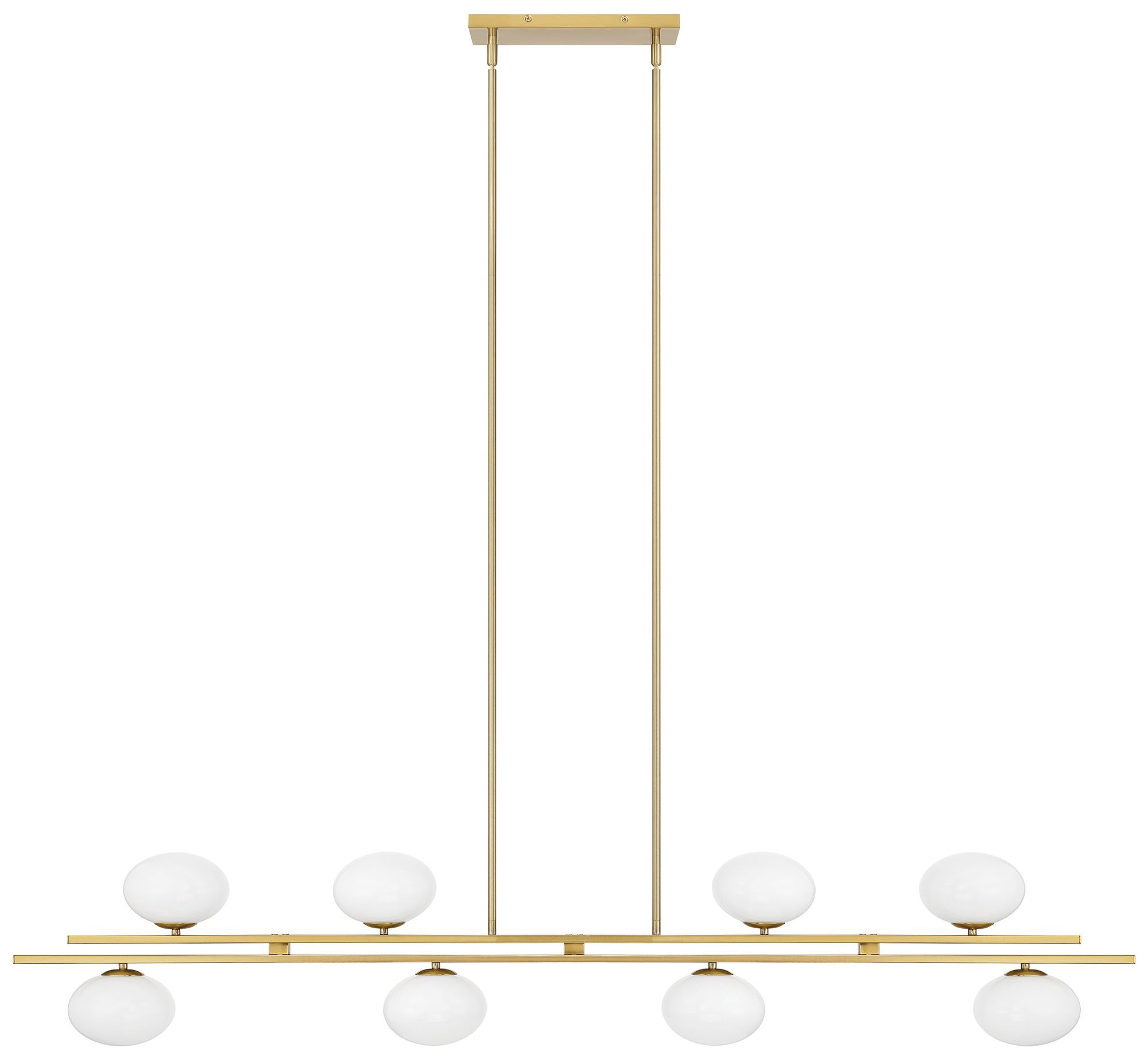 Image 3 Thesis Julep 8 Light Brushed Gold Linear Chandelier w/ Opal Glass Shades more views