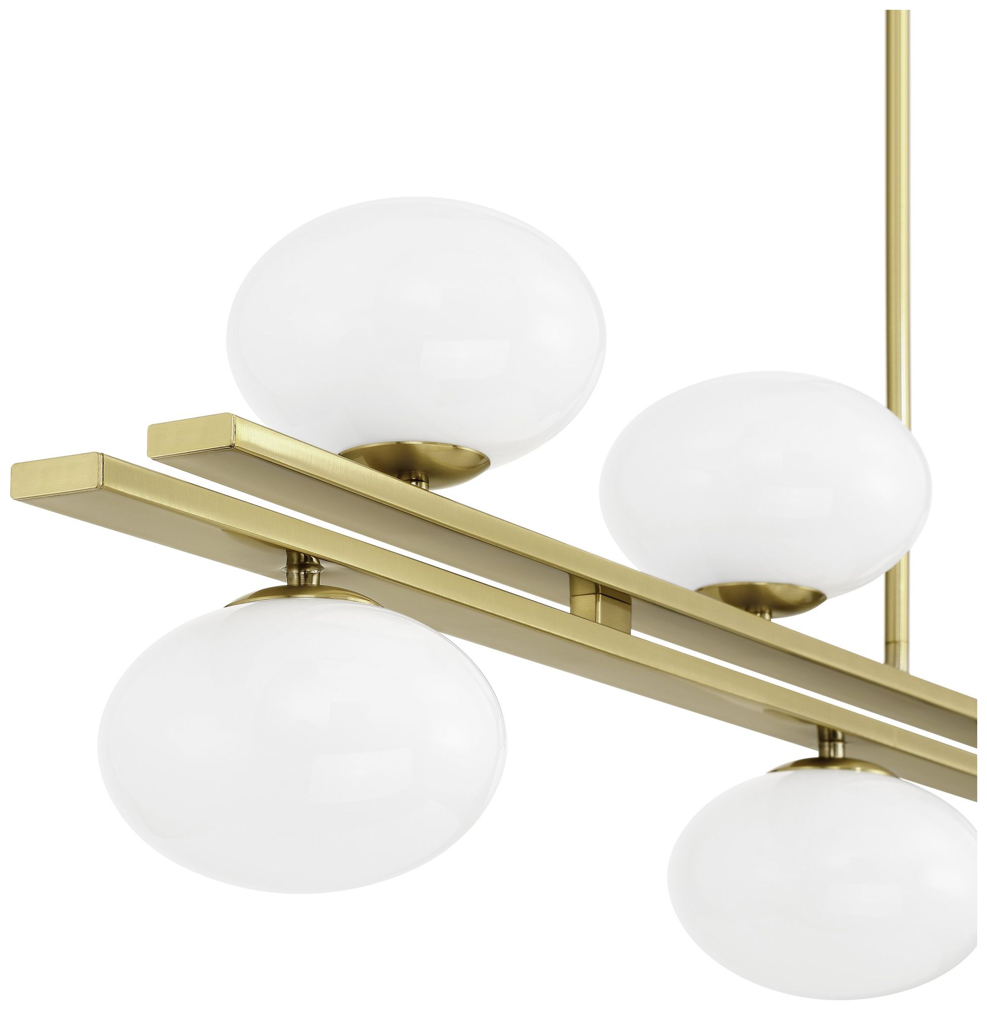 Image 4 Thesis Julep 8 Light Brushed Gold Linear Chandelier w/ Opal Glass Shades more views