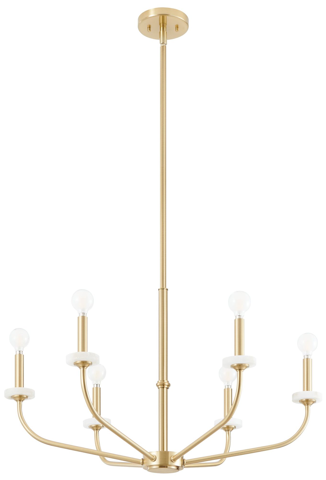 Image 4 Thesis Leah 30" 6 Light Brushed Gold and White Onyx Chandelier more views