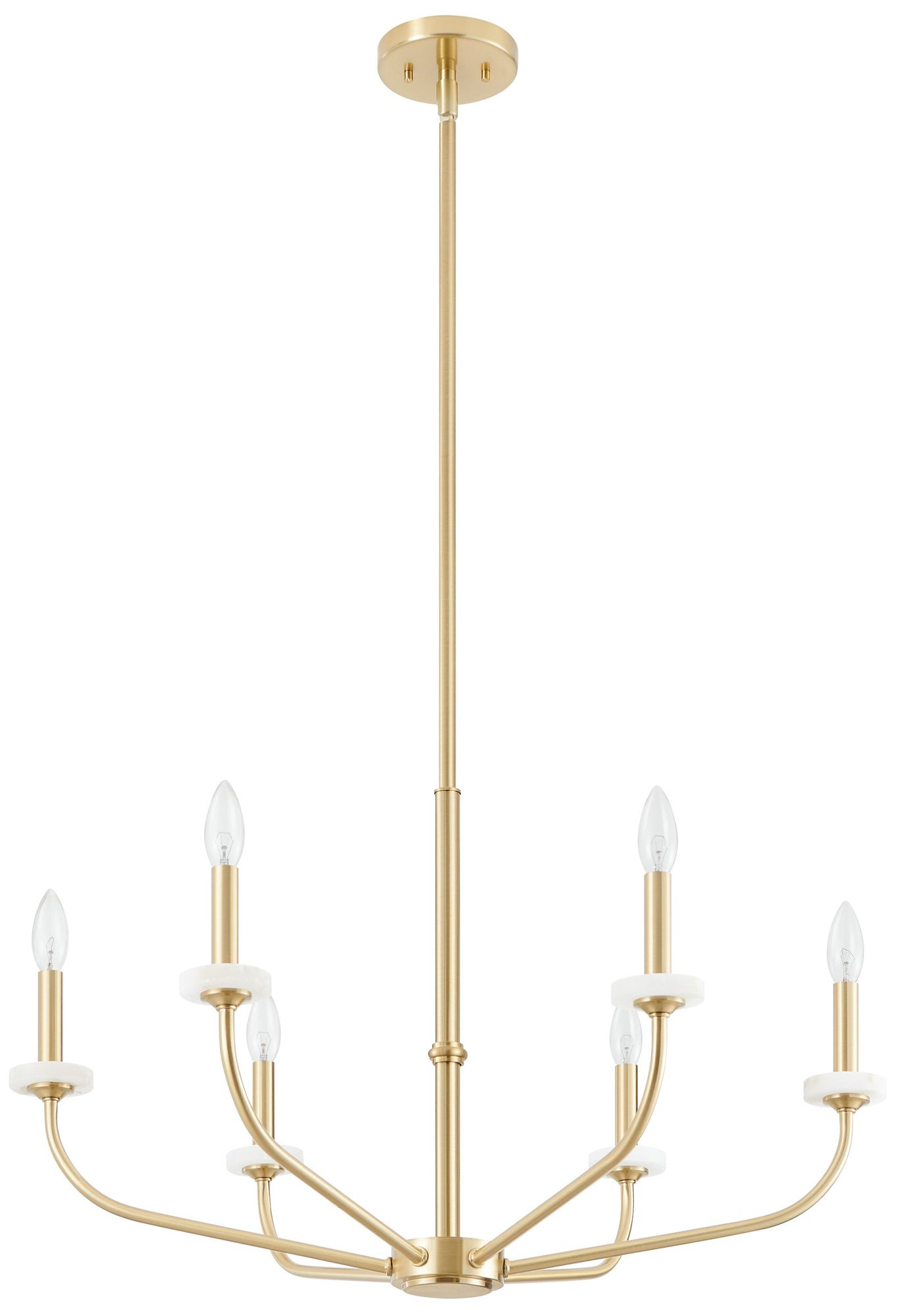 Image 5 Thesis Leah 30" 6 Light Brushed Gold and White Onyx Chandelier more views