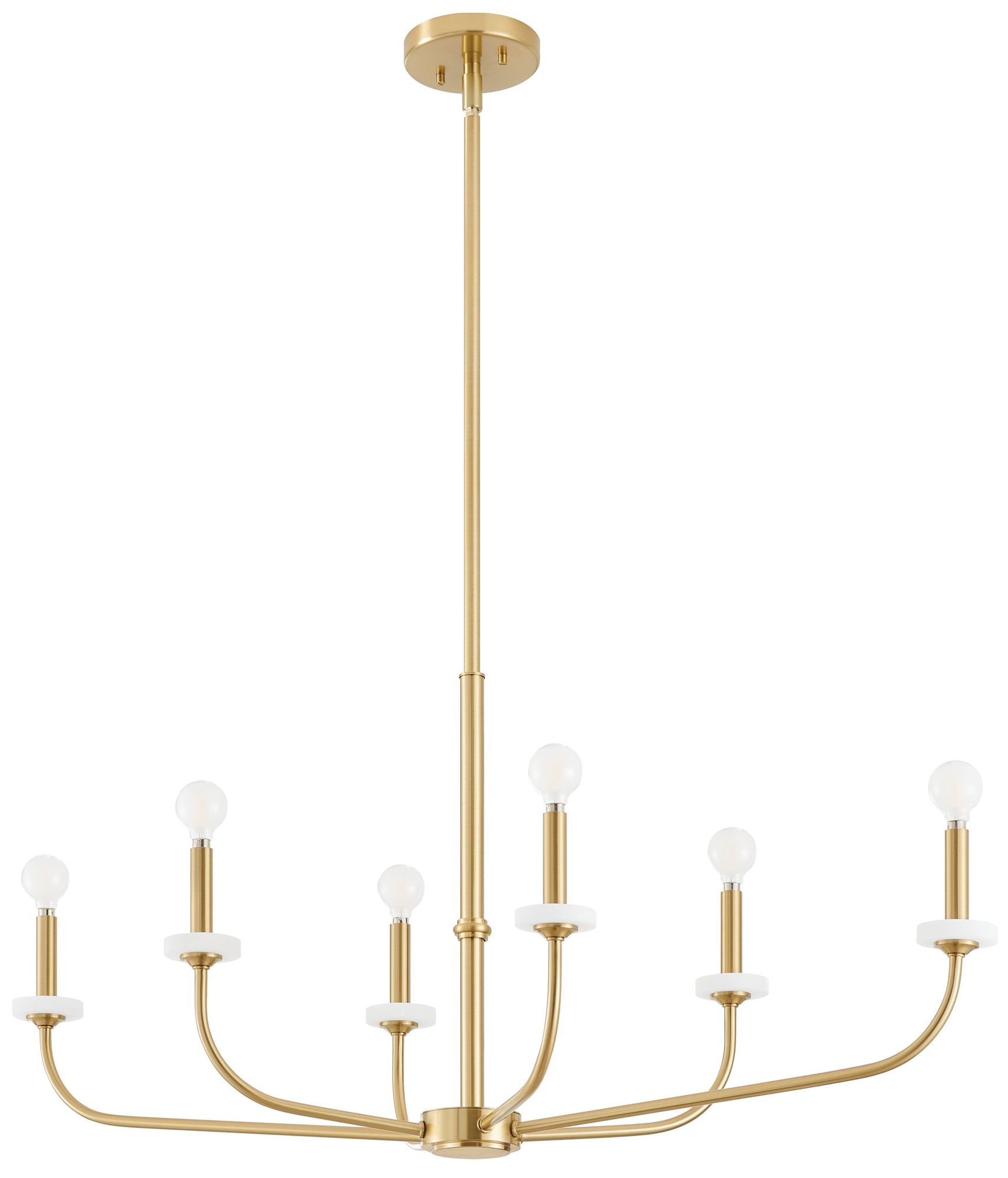 Thesis Leah 42" 6 Light Brushed Gold and White Onyx Chandelier