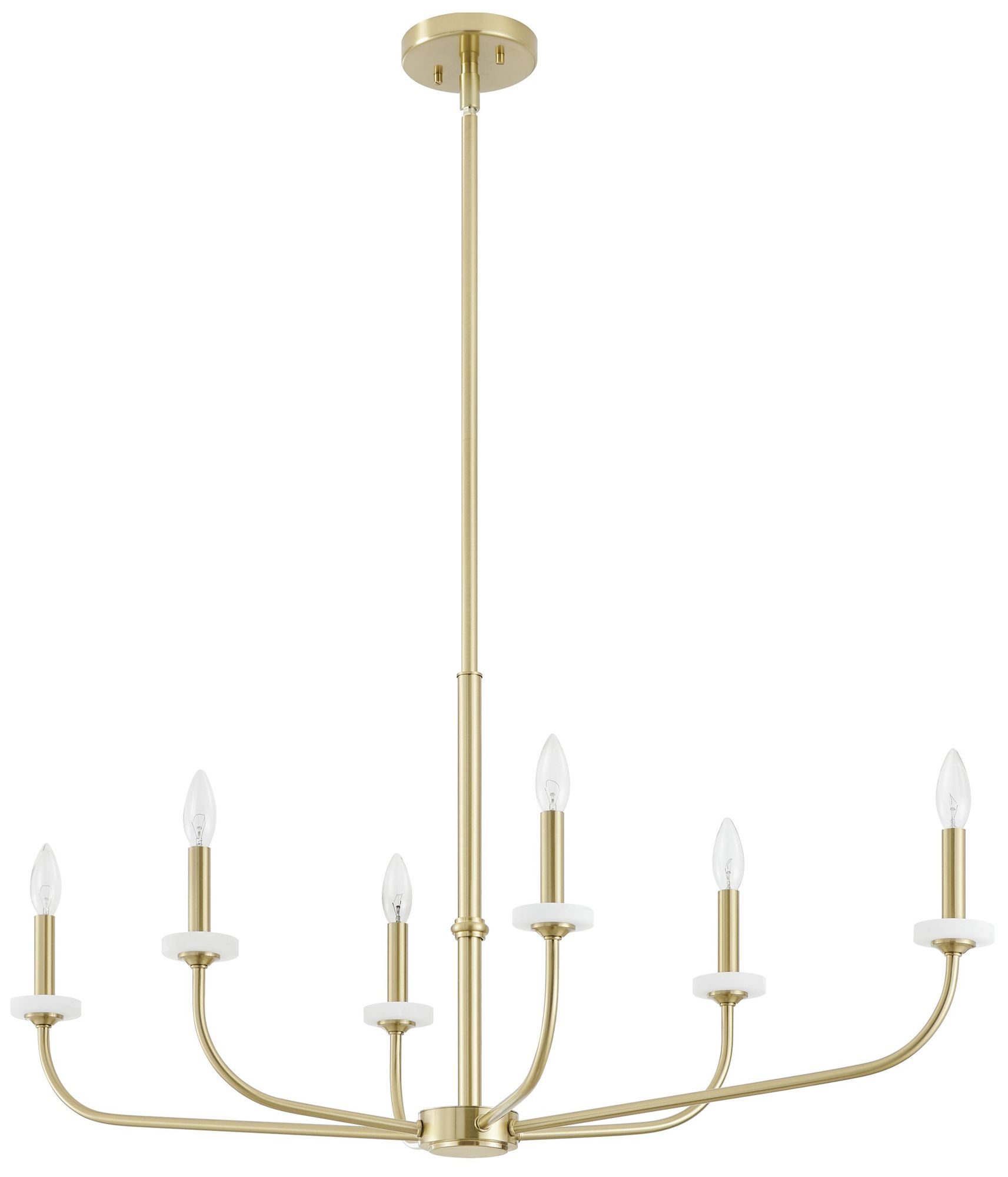 Image 3 Thesis Leah 42" 6 Light Brushed Gold and White Onyx Chandelier more views