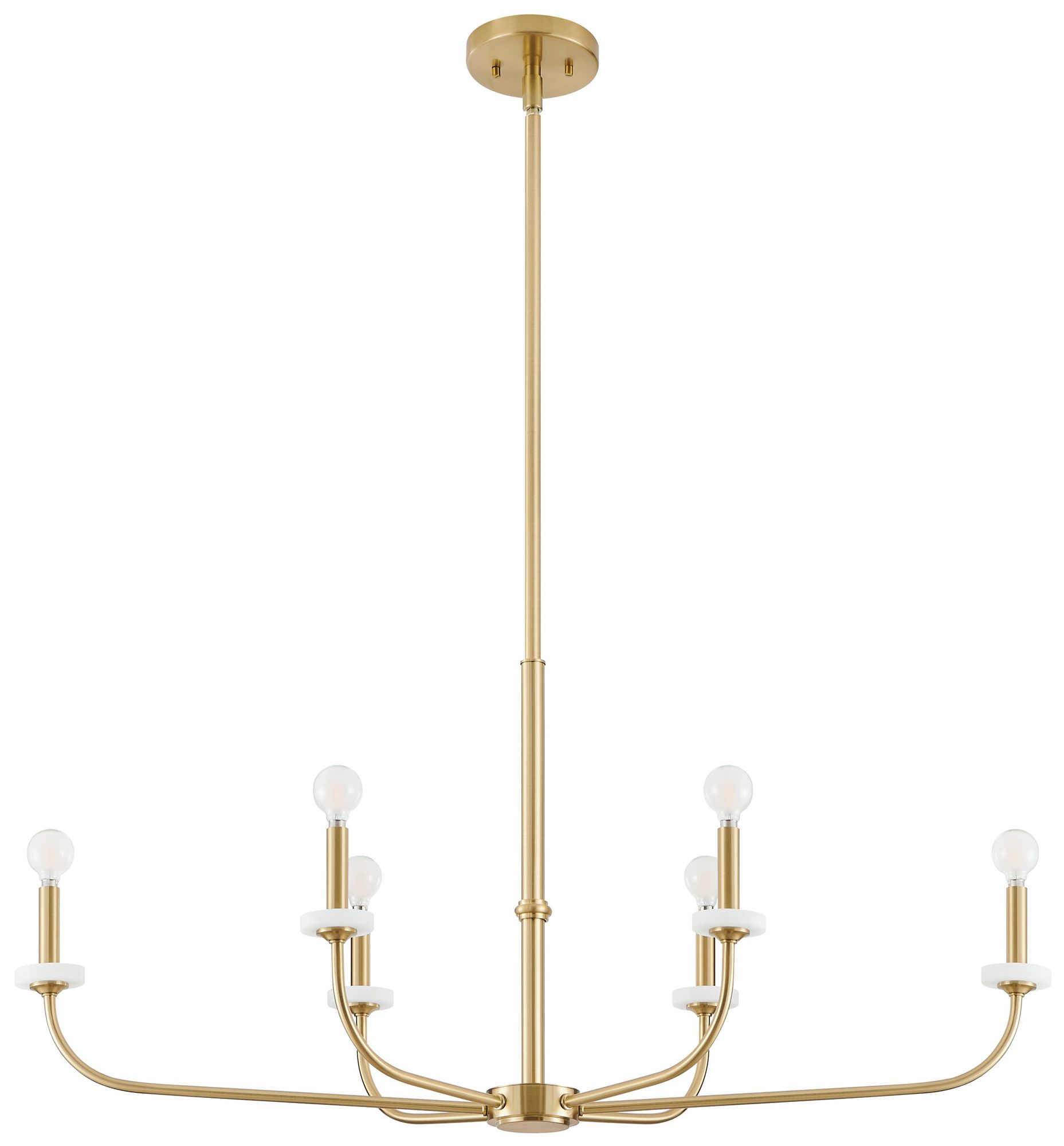 Image 4 Thesis Leah 42" 6 Light Brushed Gold and White Onyx Chandelier more views
