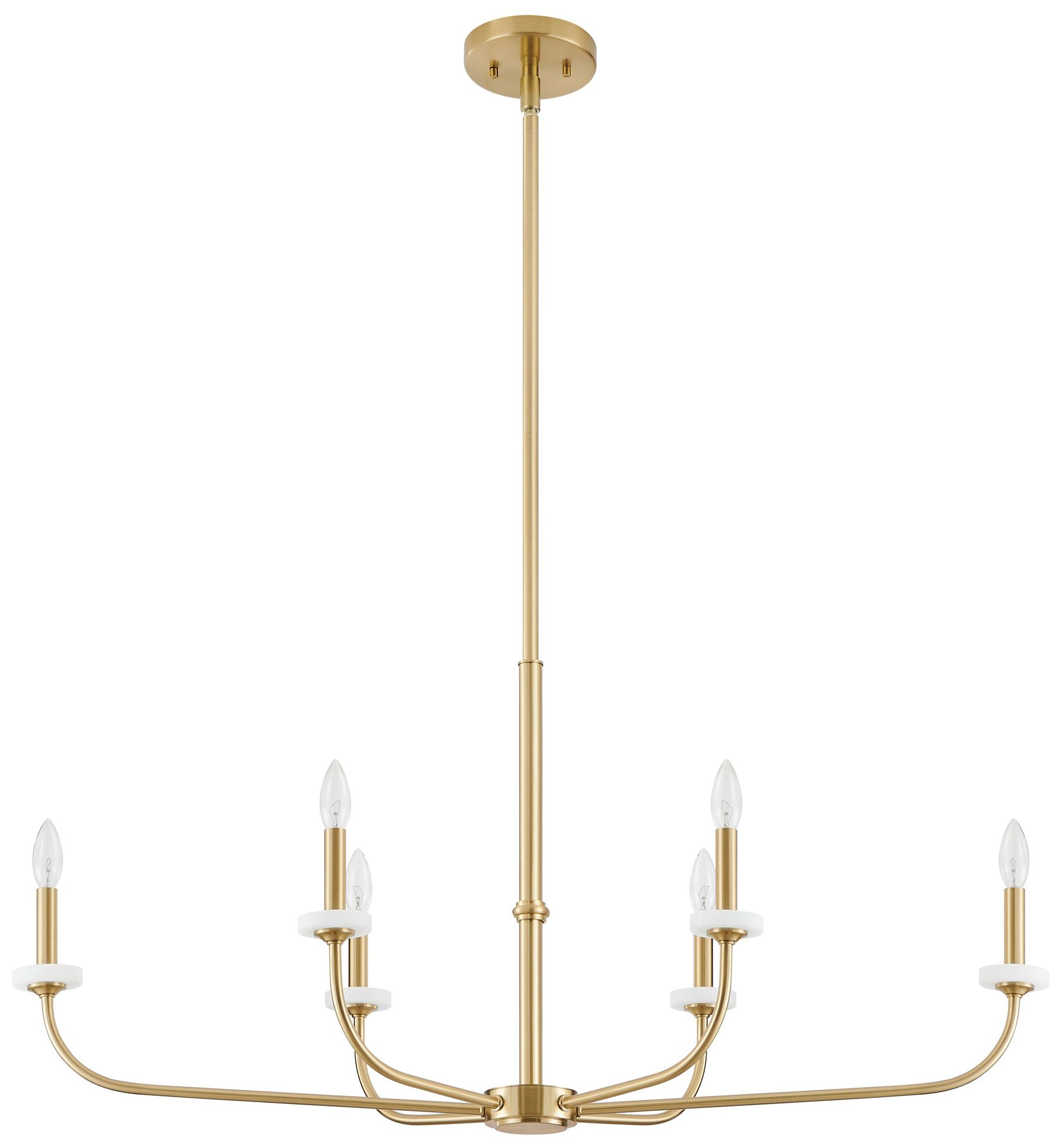 Image 5 Thesis Leah 42" 6 Light Brushed Gold and White Onyx Chandelier more views