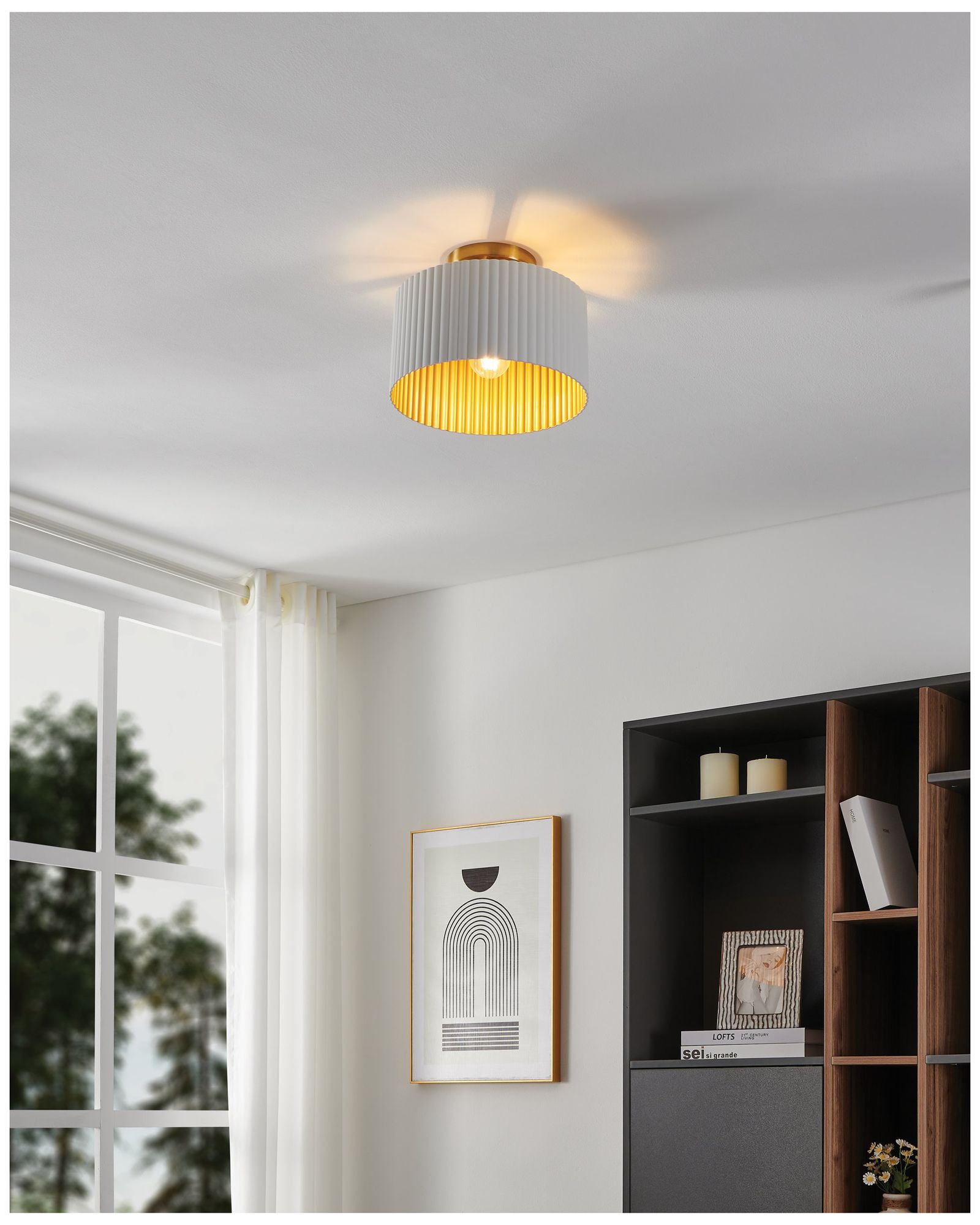 Image 6 Thesis Leilani 11 inch 1 Light Brushed Gold Semi-Flush Mount Ceiling Light more views
