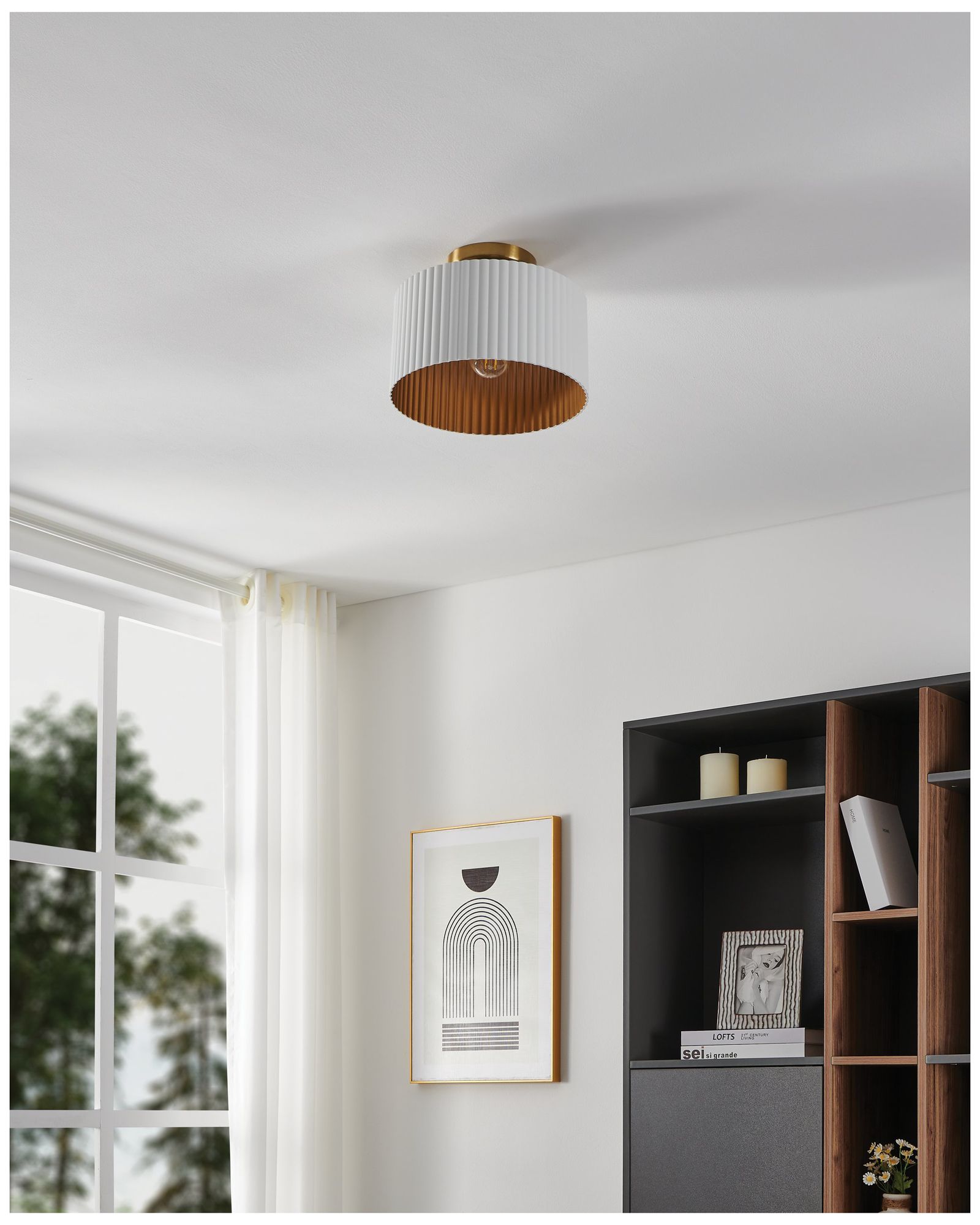 Image 7 Thesis Leilani 11 inch 1 Light Brushed Gold Semi-Flush Mount Ceiling Light more views