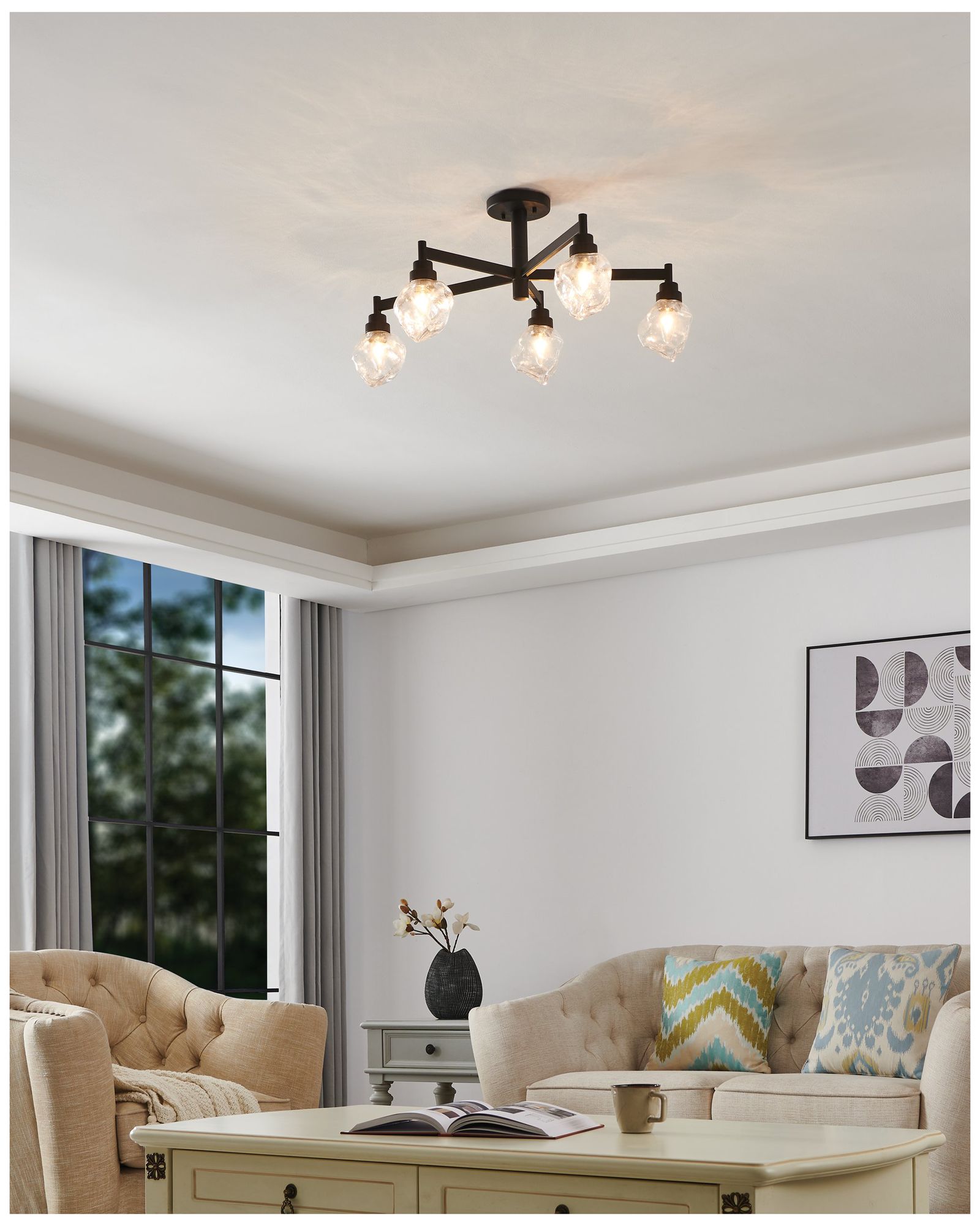 Image 5 Thesis Lillyanna 26 in 5 Light Matte Black Semi-Flush Mount Ceiling Light more views