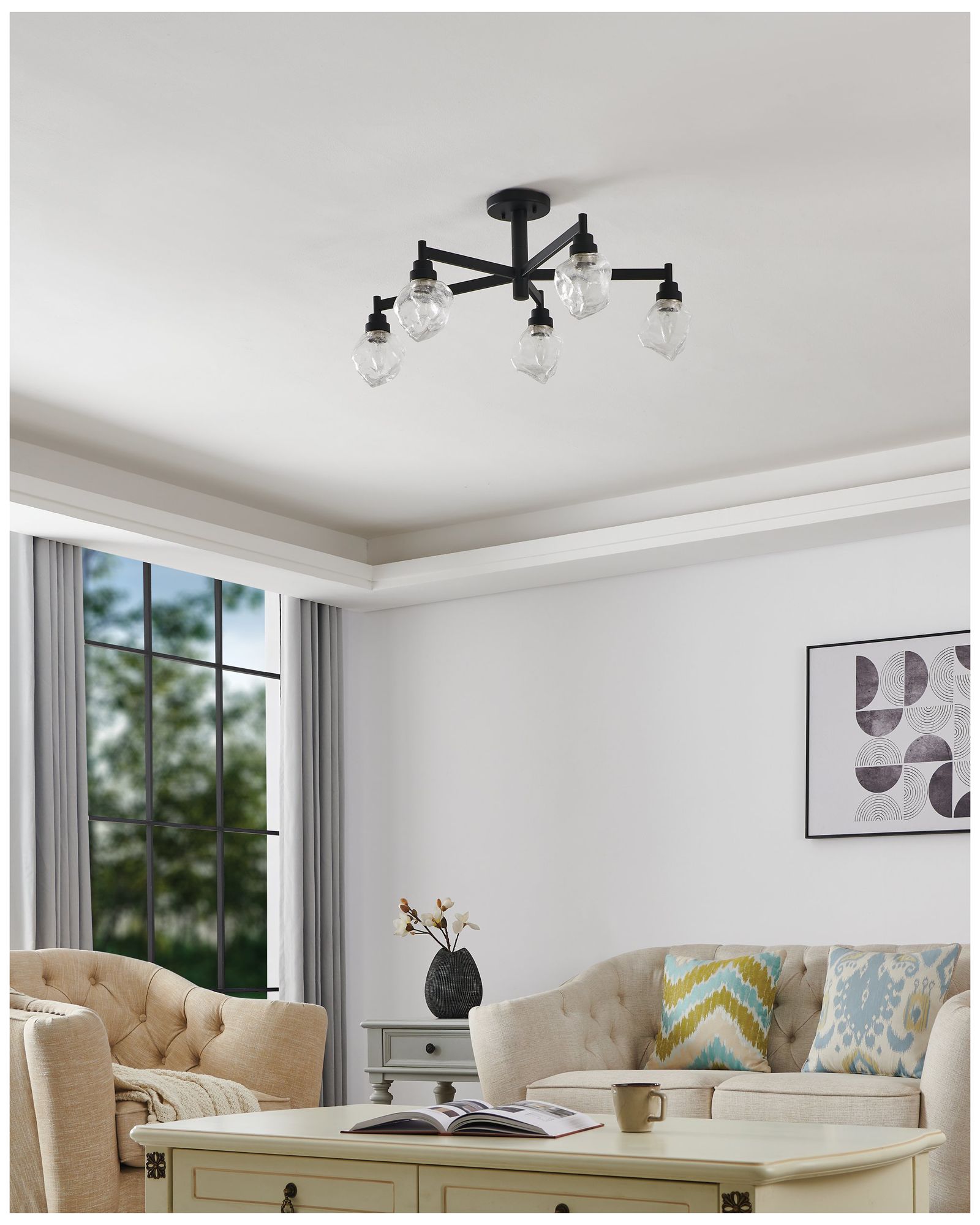 Image 6 Thesis Lillyanna 26 in 5 Light Matte Black Semi-Flush Mount Ceiling Light more views