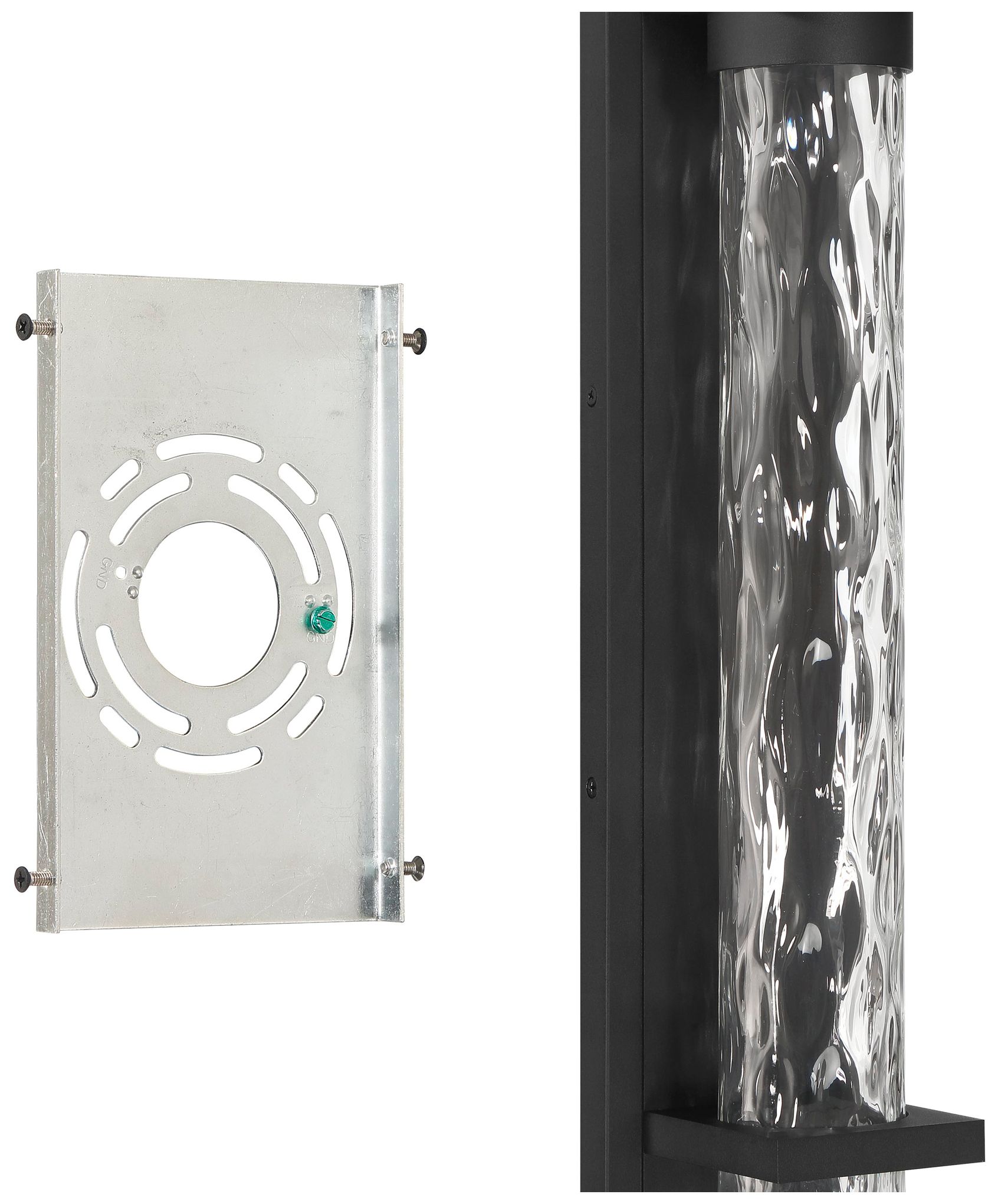 Image 4 Thesis Lionel 20" LED Exterior Wall Sconce with Clear Water Glass Shade more views