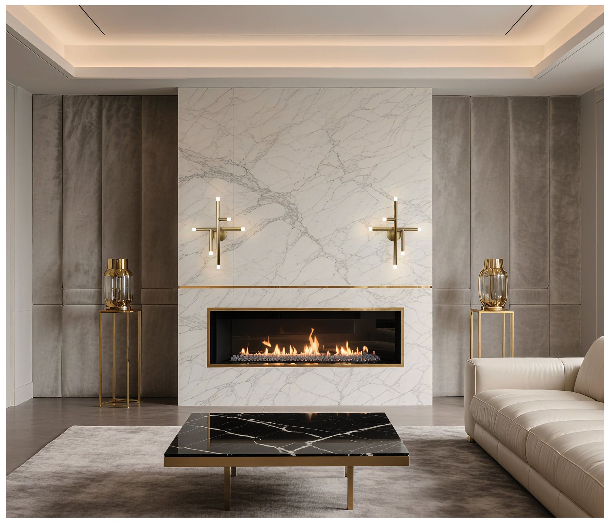 Thesis Manhattan 18 inch 6 Light Brushed Gold LED Flush Mount Light