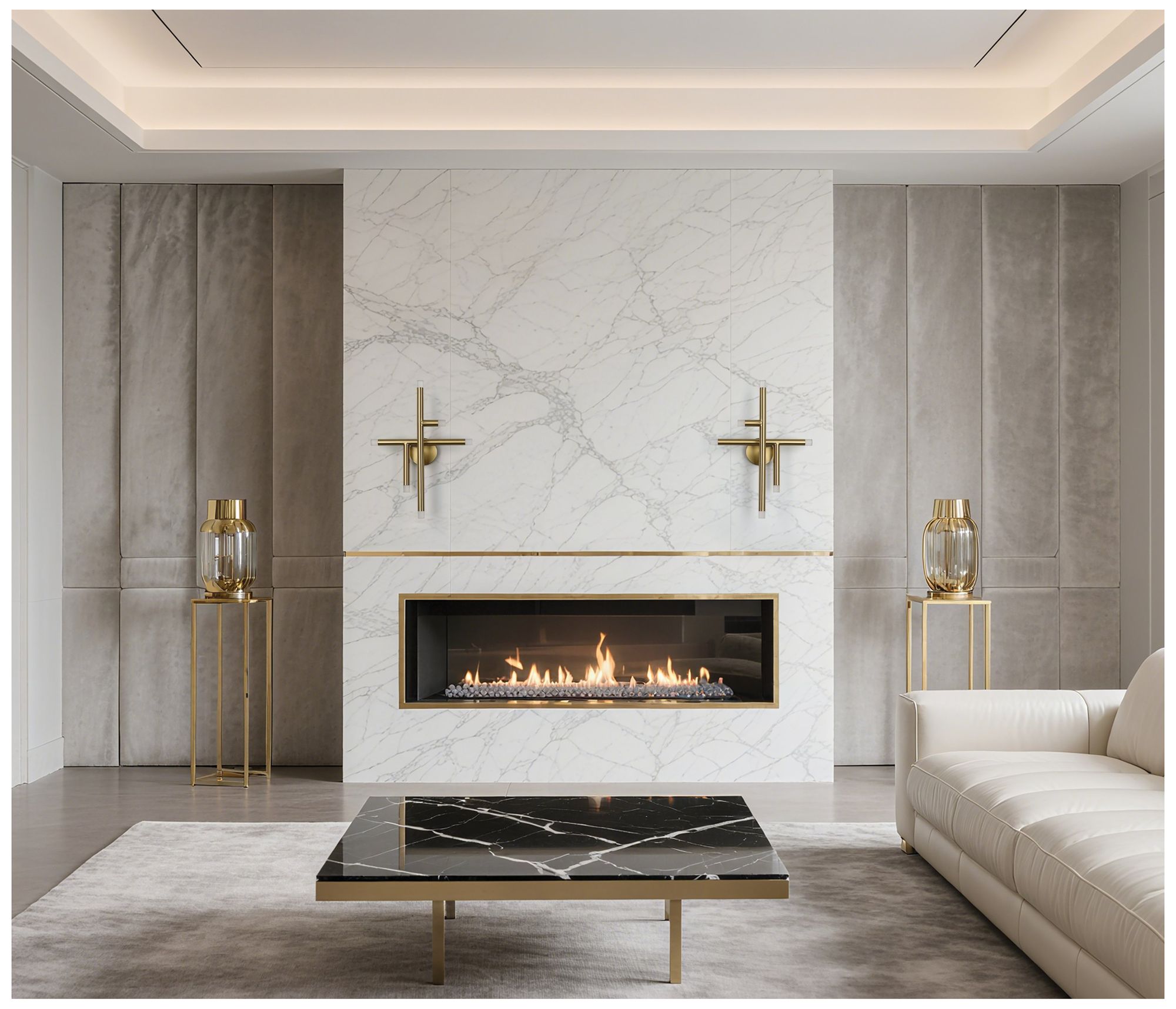 Thesis Manhattan 18 inch 6 Light Brushed Gold LED Flush Mount Light