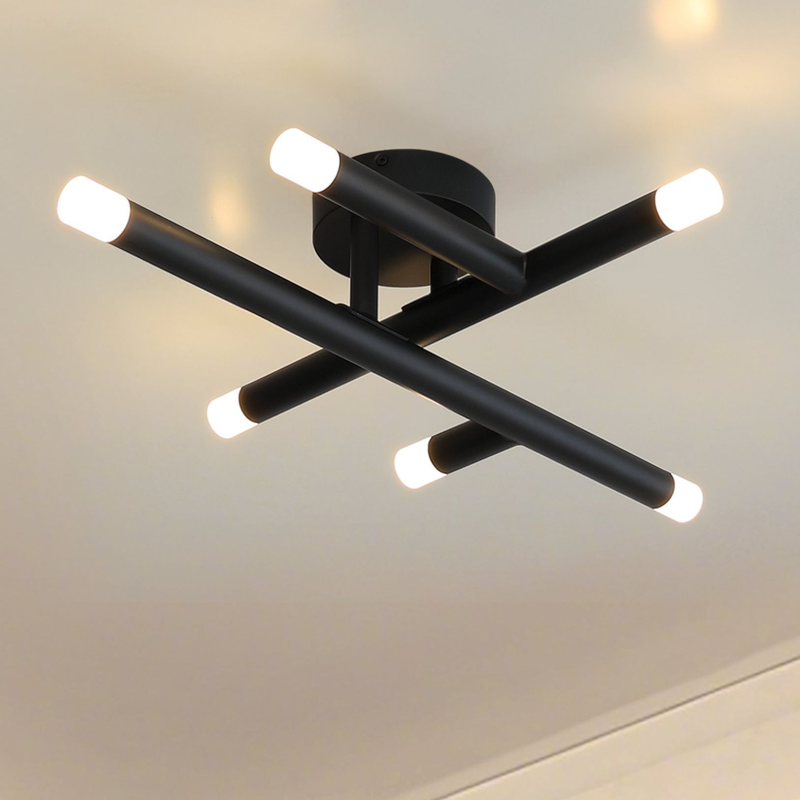 Thesis Manhattan 18 inch 6 Light Matte Black LED Flush Mount Light