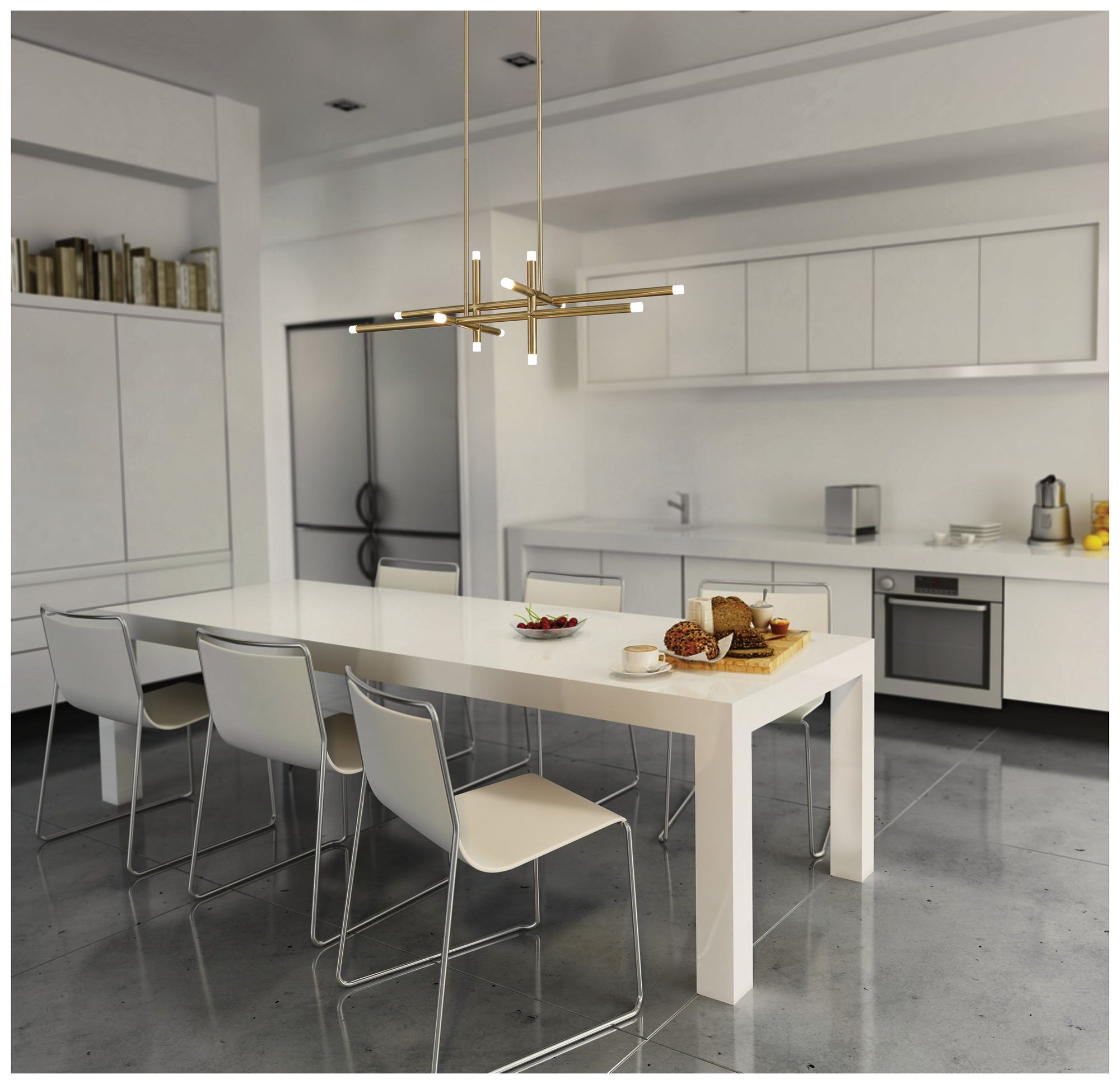 Image 6 Thesis Manhattan 48" 12 Lt Brushed Gold LED Chandelier w/ Rotating Arms more views