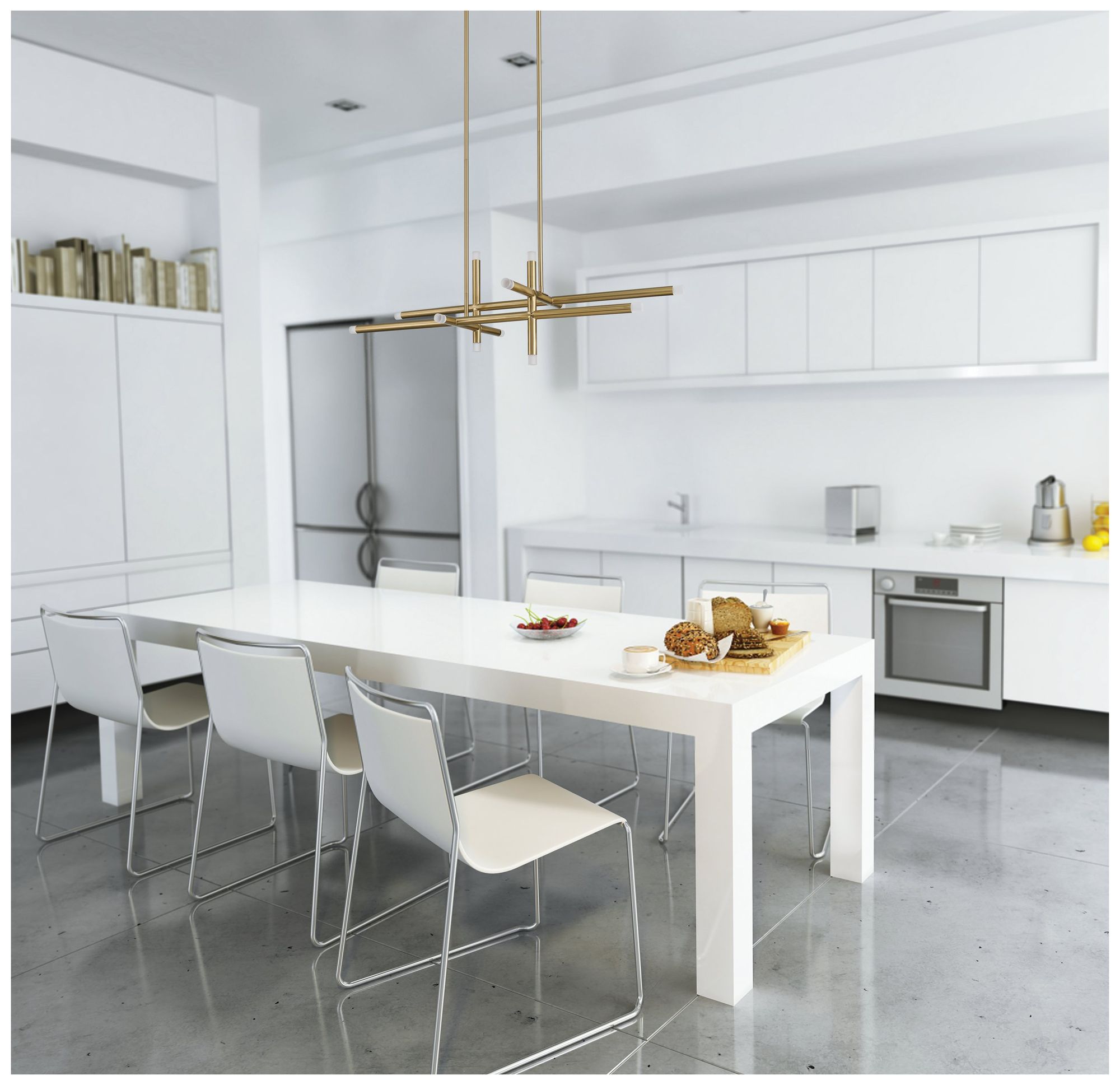 Image 7 Thesis Manhattan 48" 12 Lt Brushed Gold LED Chandelier w/ Rotating Arms more views