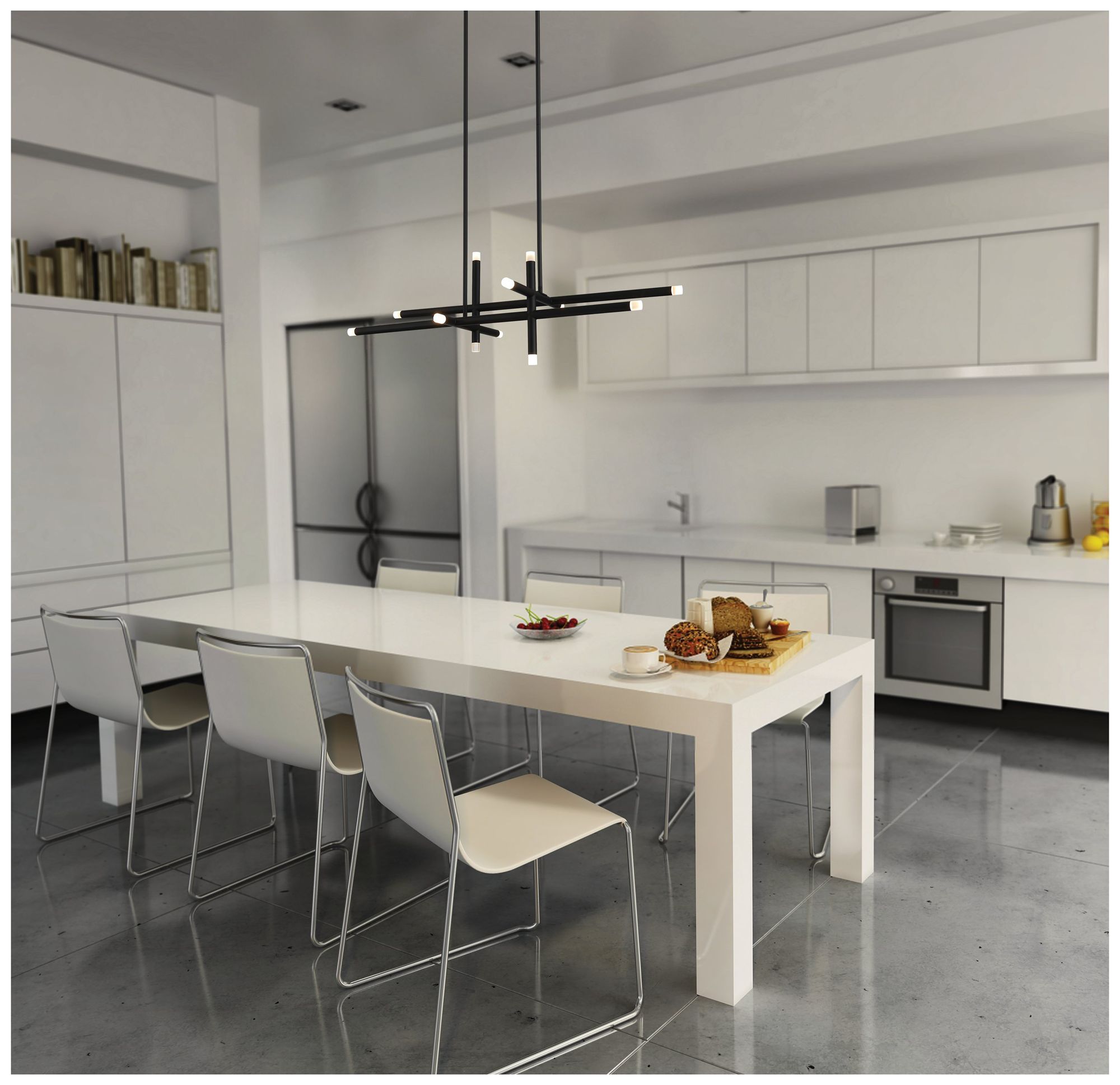 Image 6 Thesis Manhattan 48" 12 Lt Matte Black LED Chandelier w/ Rotating Arms more views