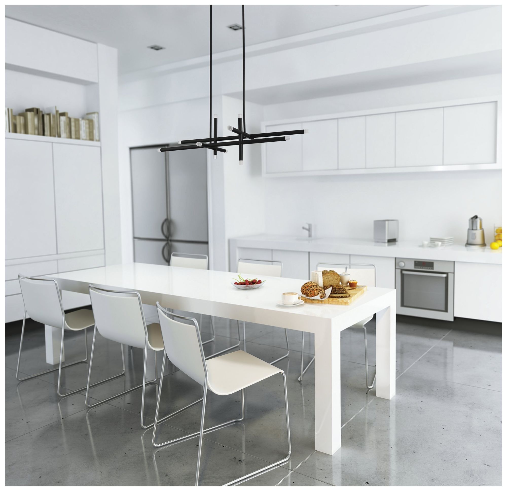 Image 7 Thesis Manhattan 48" 12 Lt Matte Black LED Chandelier w/ Rotating Arms more views