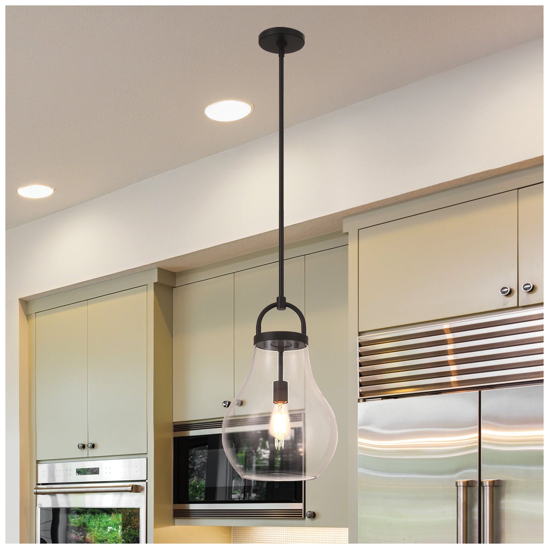 Image 2 Thesis Mansfield 12" 1 Lt Matte Black Pendant Light, Clear Glass Shade more views