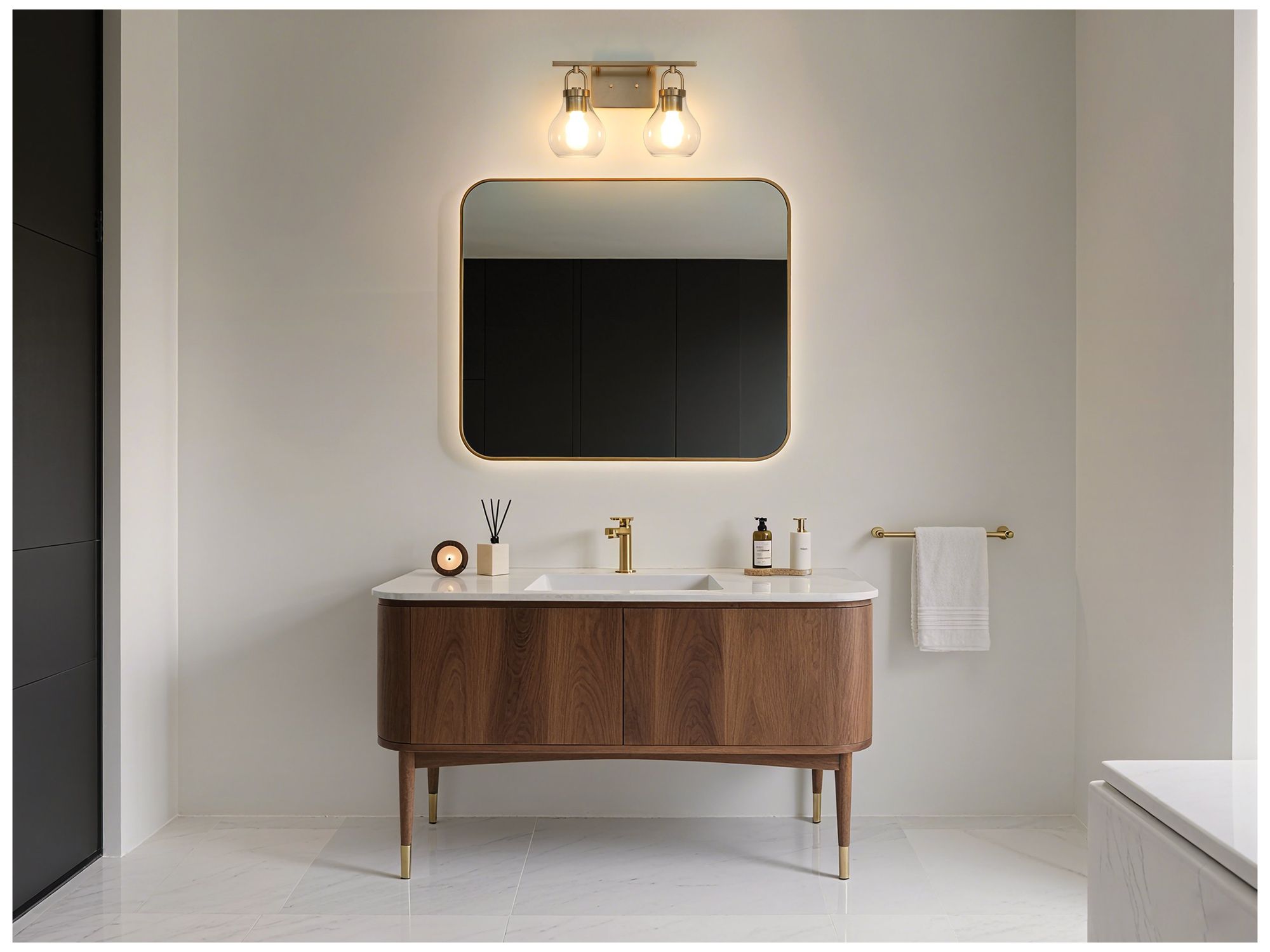 Image 5 Thesis Mansfield 16" Champagne Gold Vanity Light - Clear Glass Shades more views