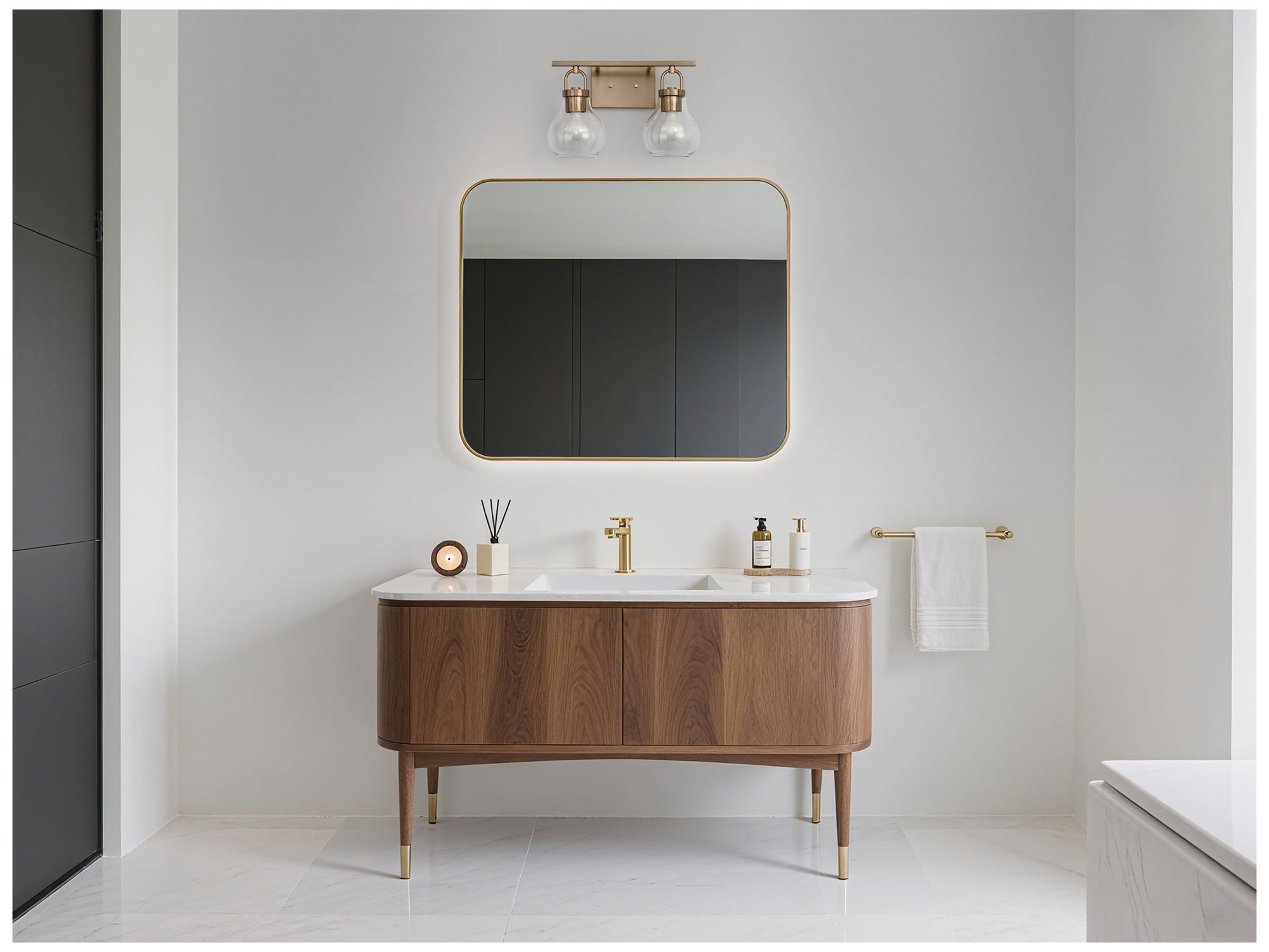 Image 6 Thesis Mansfield 16" Champagne Gold Vanity Light - Clear Glass Shades more views