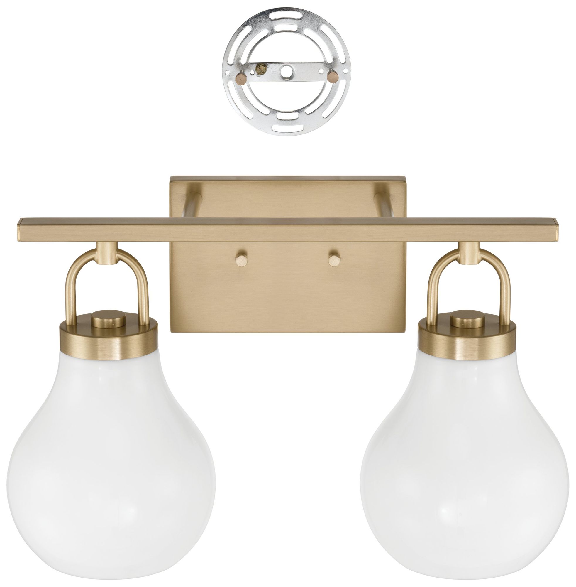 Image 4 Thesis Mansfield 16-inch Champagne Gold Vanity Light w/ Opal Glass Shades more views