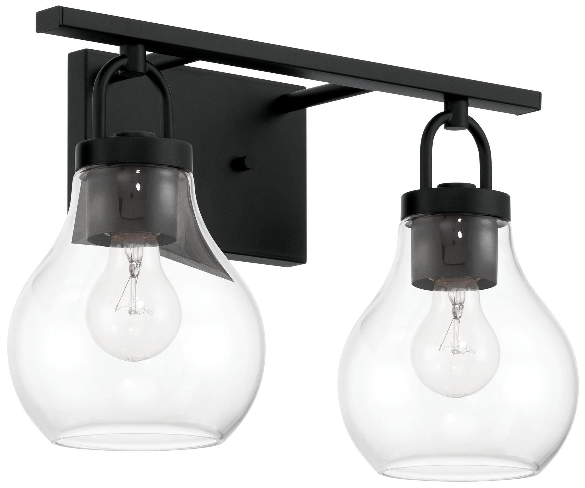 Thesis Mansfield 16-inch Matte Black Vanity Light with Clear Glass Shades