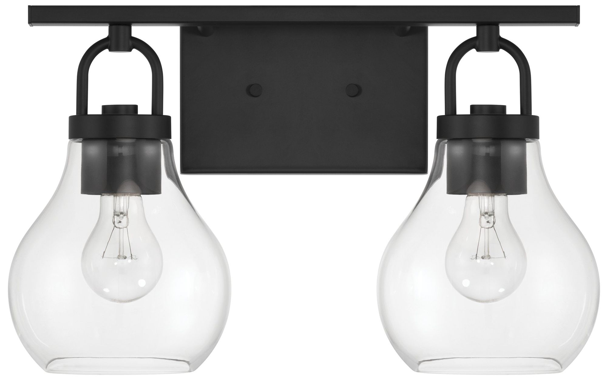 Image 3 Thesis Mansfield 16-inch Matte Black Vanity Light with Clear Glass Shades more views