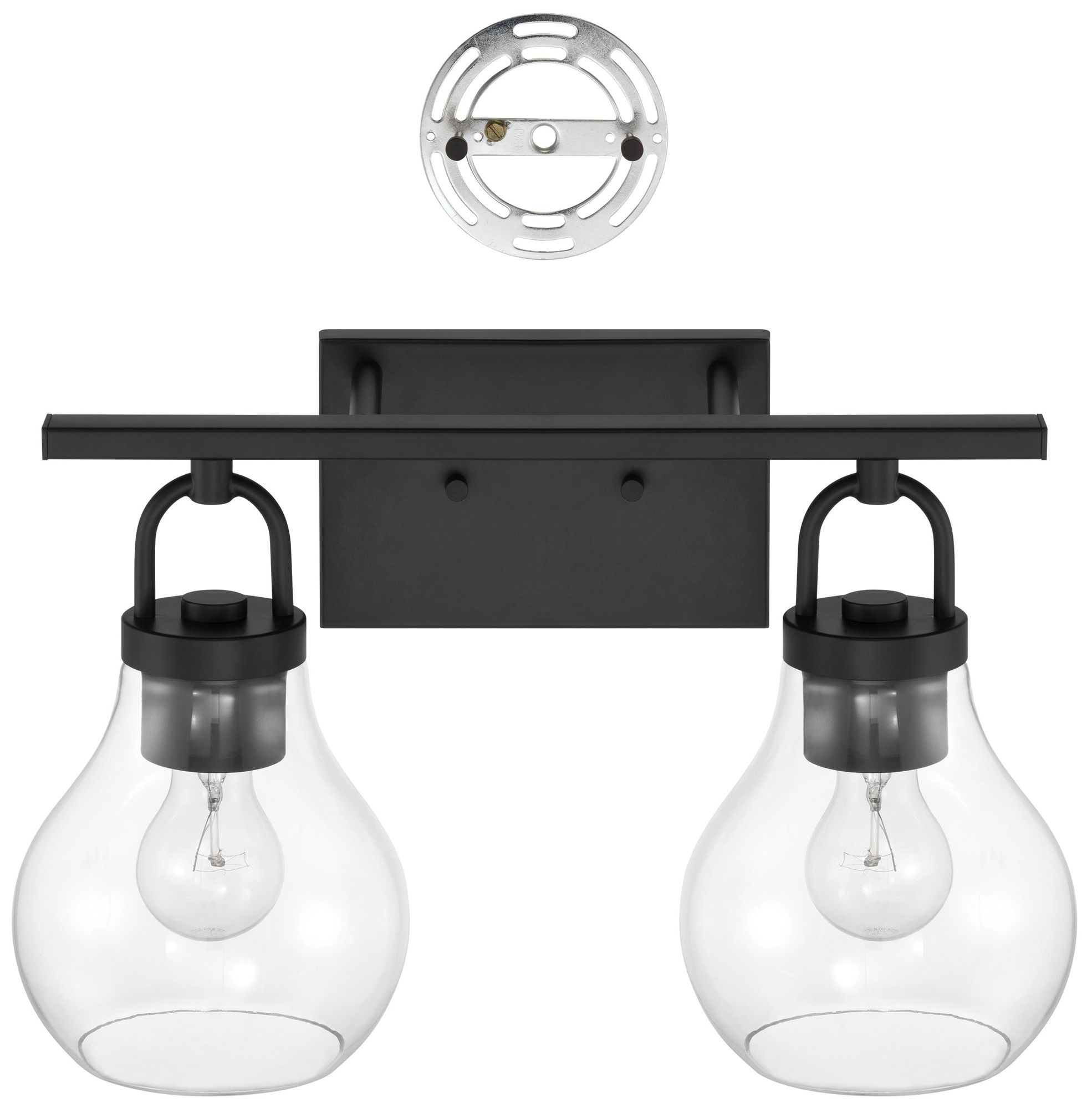 Image 4 Thesis Mansfield 16-inch Matte Black Vanity Light with Clear Glass Shades more views