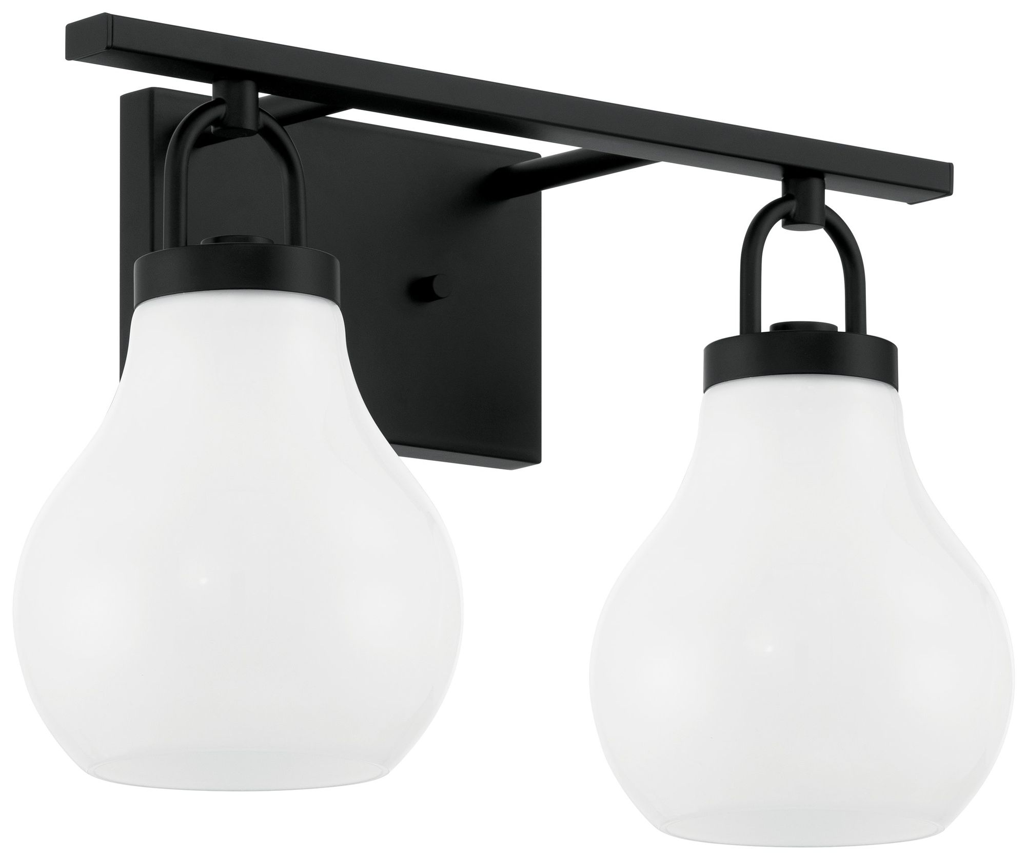 Thesis Mansfield 16-inch Matte Black Vanity Light with Opal Glass Shades