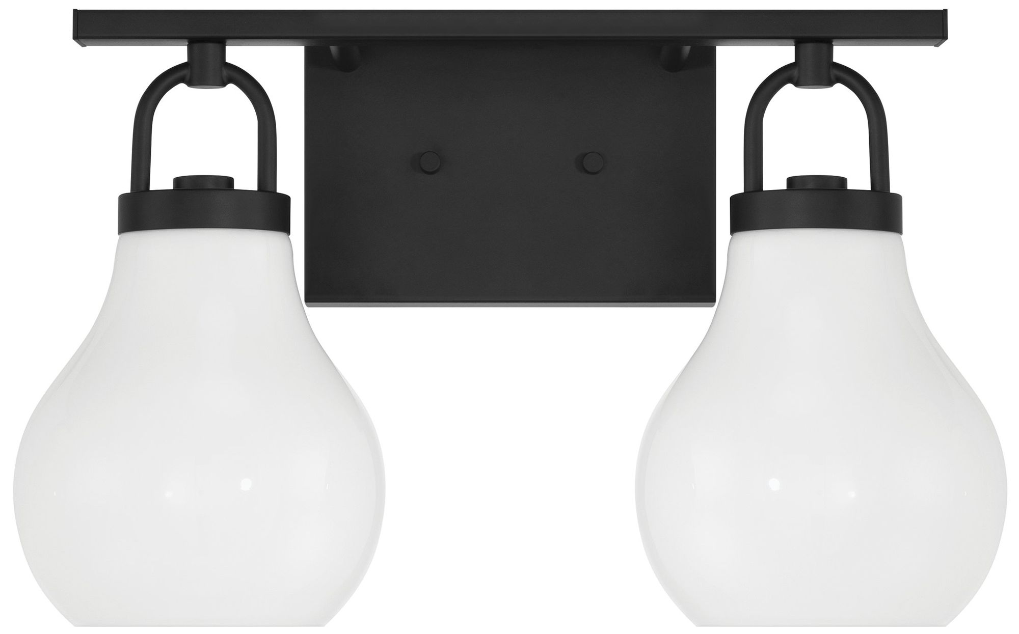 Image 3 Thesis Mansfield 16-inch Matte Black Vanity Light with Opal Glass Shades more views