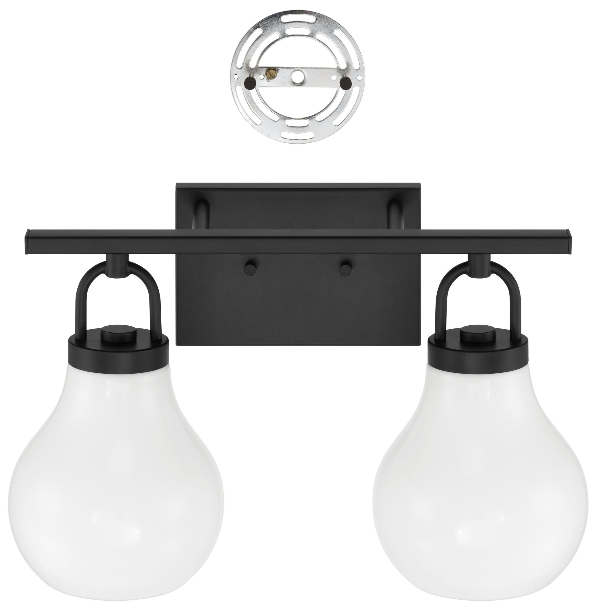 Image 4 Thesis Mansfield 16-inch Matte Black Vanity Light with Opal Glass Shades more views