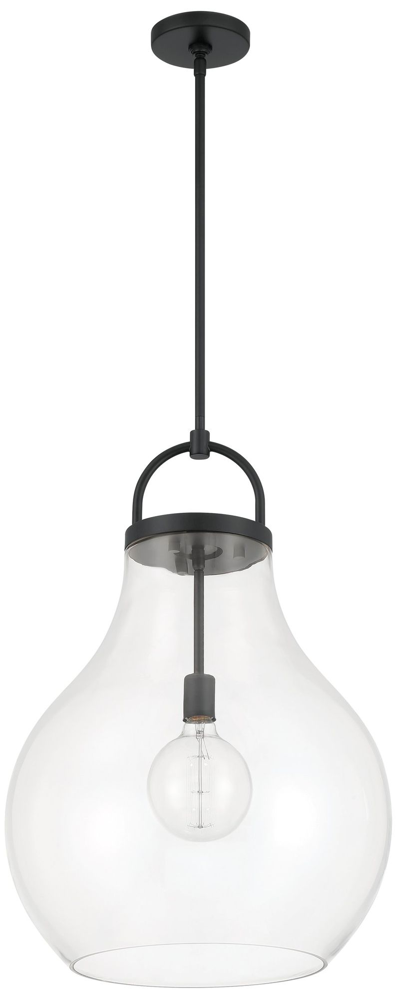 Thesis Mansfield 18" 1 Light Matte Black Pendant Light - Clear Glass Shade