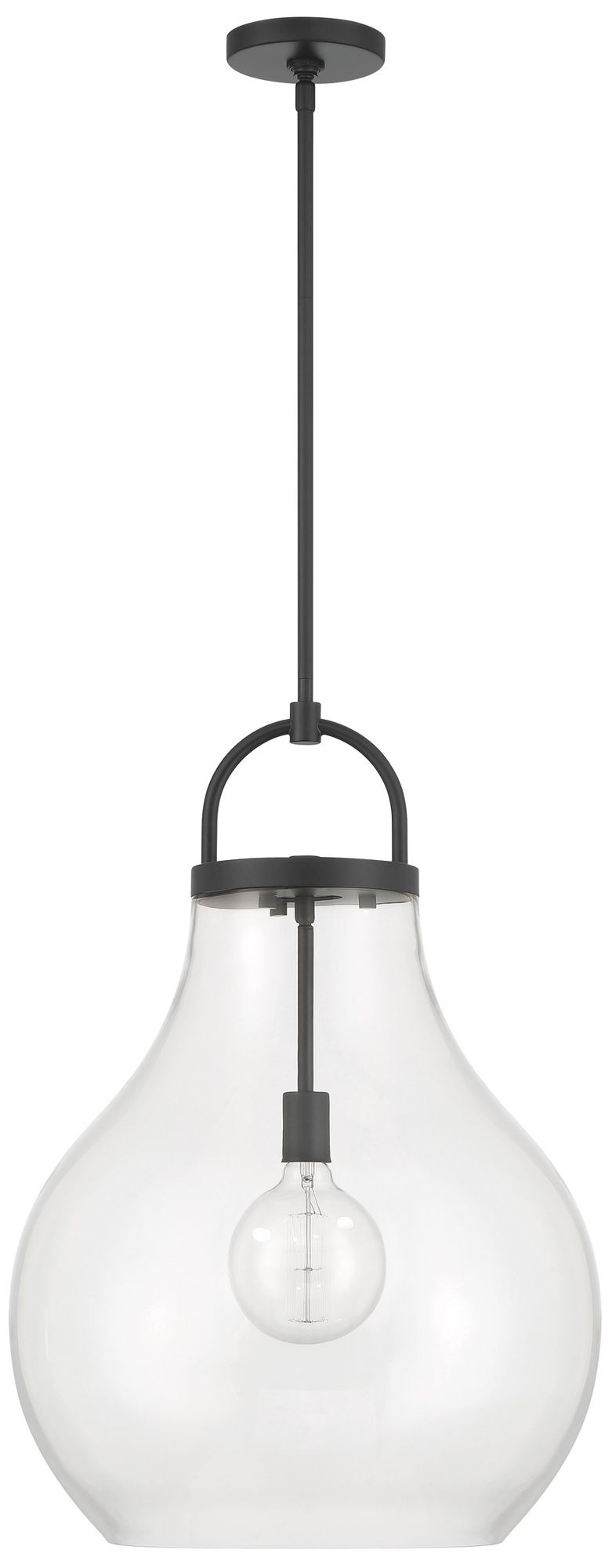 Image 4 Thesis Mansfield 18" 1 Light Matte Black Pendant Light - Clear Glass Shade more views