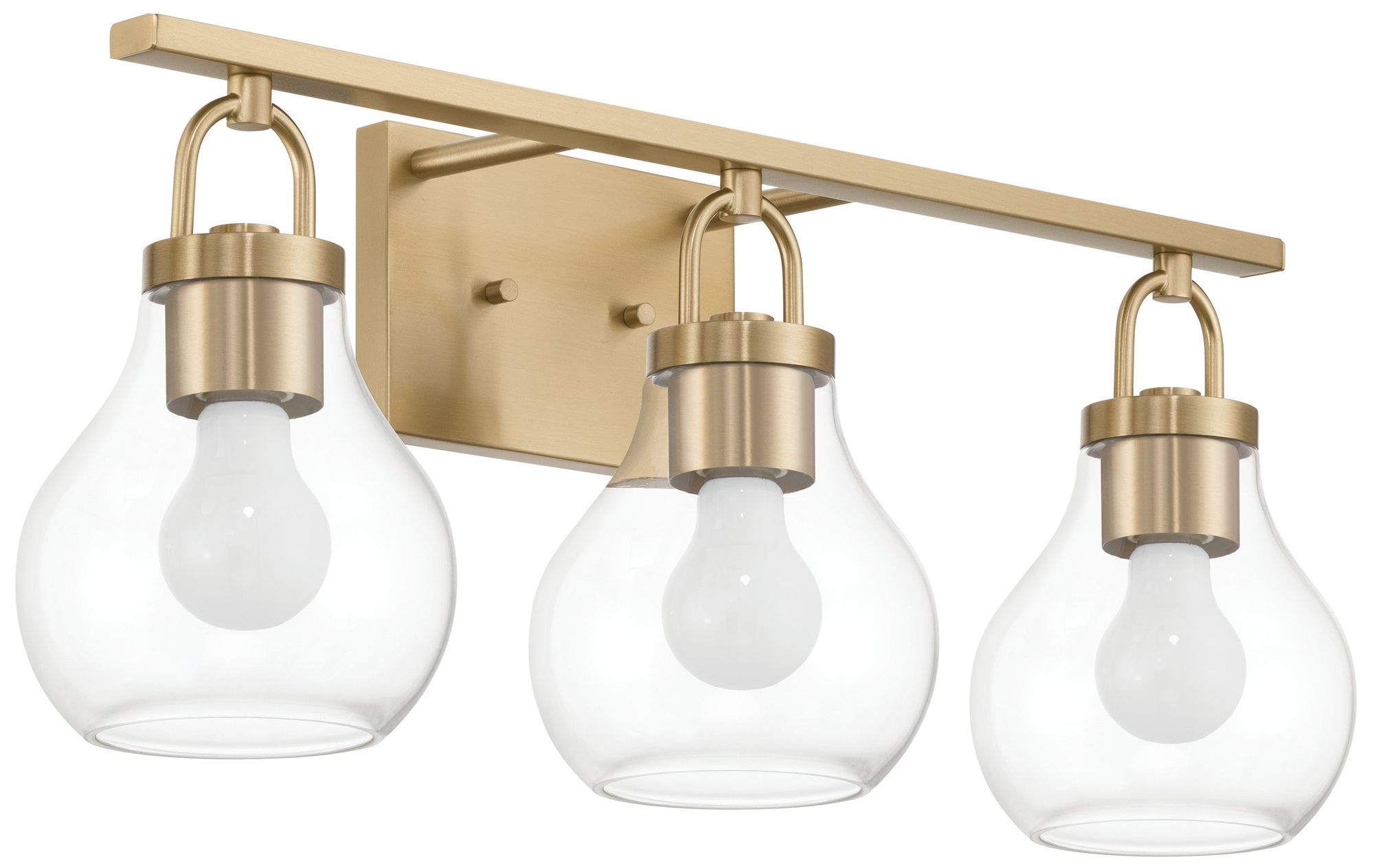 Thesis Mansfield 24" Champagne Gold Vanity Light w/ Clear Glass Shades