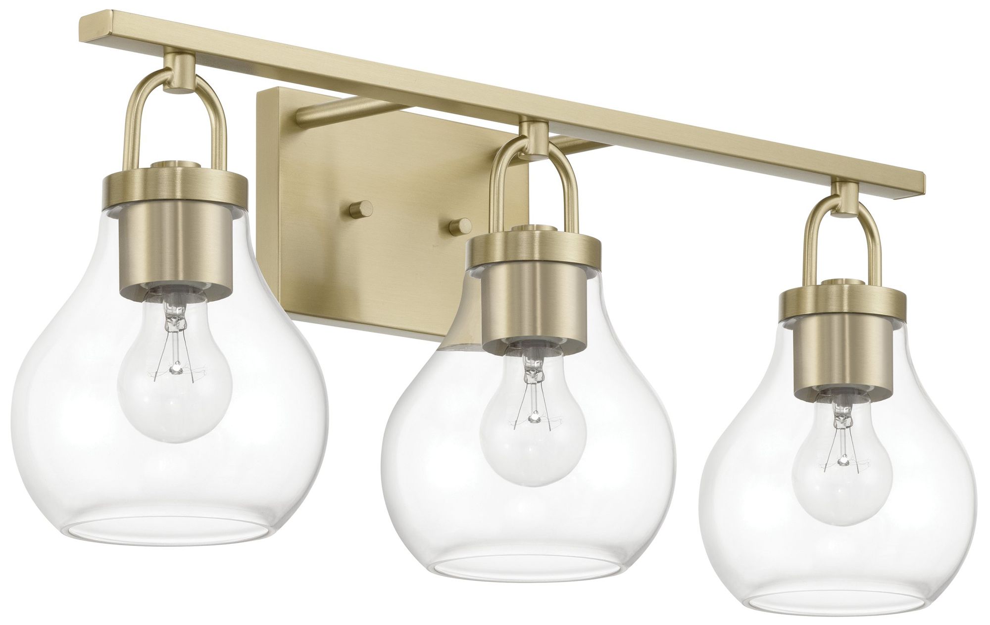 Image 3 Thesis Mansfield 24" Champagne Gold Vanity Light w/ Clear Glass Shades more views