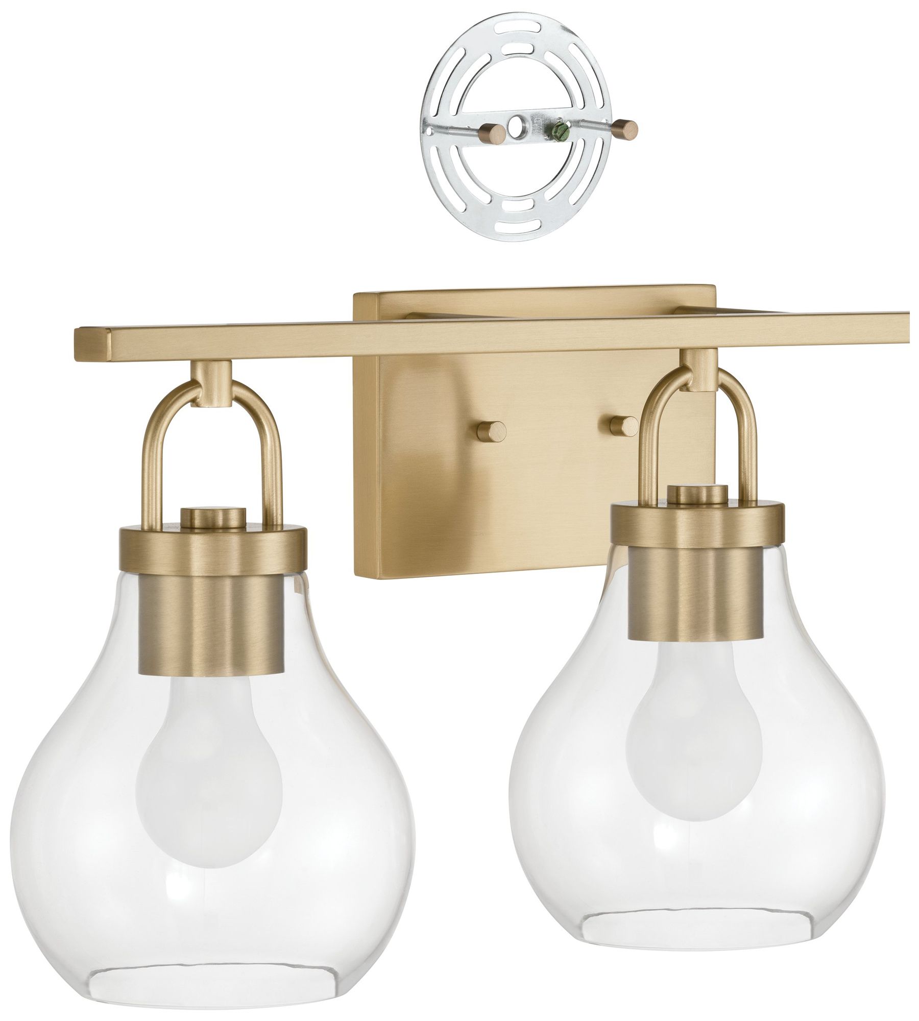Image 6 Thesis Mansfield 24" Champagne Gold Vanity Light w/ Clear Glass Shades more views