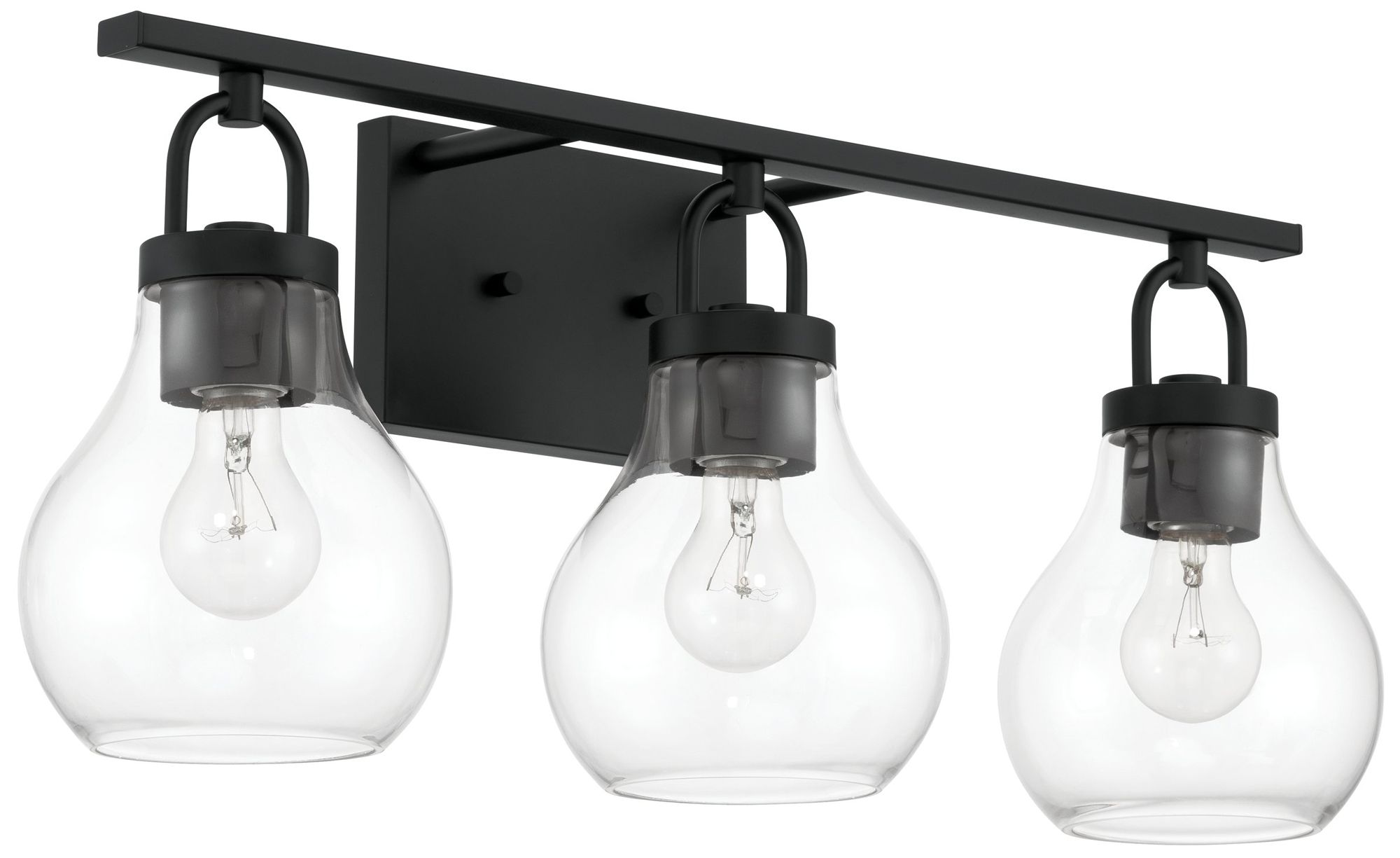Thesis Mansfield 24-inch Matte Black Vanity Light with Clear Glass Shades