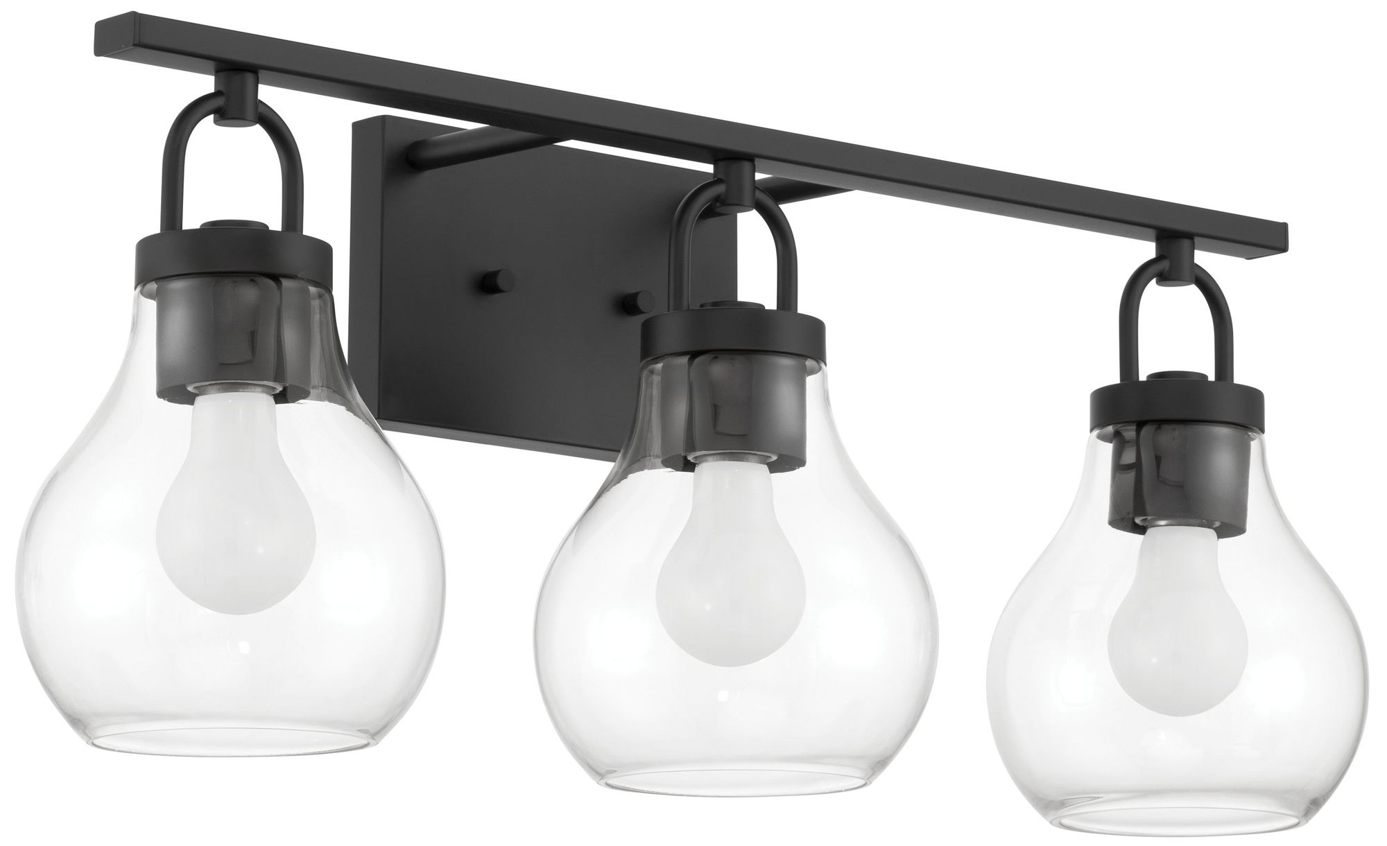 Image 3 Thesis Mansfield 24-inch Matte Black Vanity Light with Clear Glass Shades more views
