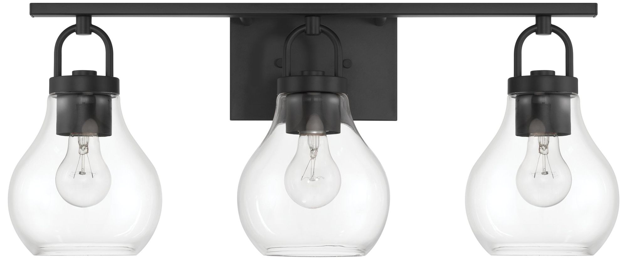 Image 4 Thesis Mansfield 24-inch Matte Black Vanity Light with Clear Glass Shades more views