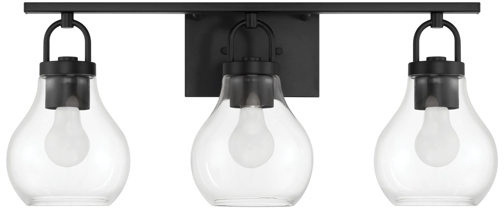 Image 5 Thesis Mansfield 24-inch Matte Black Vanity Light with Clear Glass Shades more views