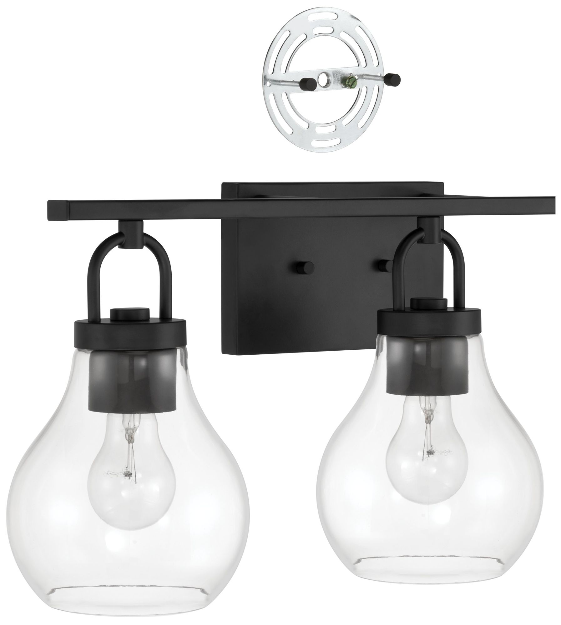 Image 6 Thesis Mansfield 24-inch Matte Black Vanity Light with Clear Glass Shades more views