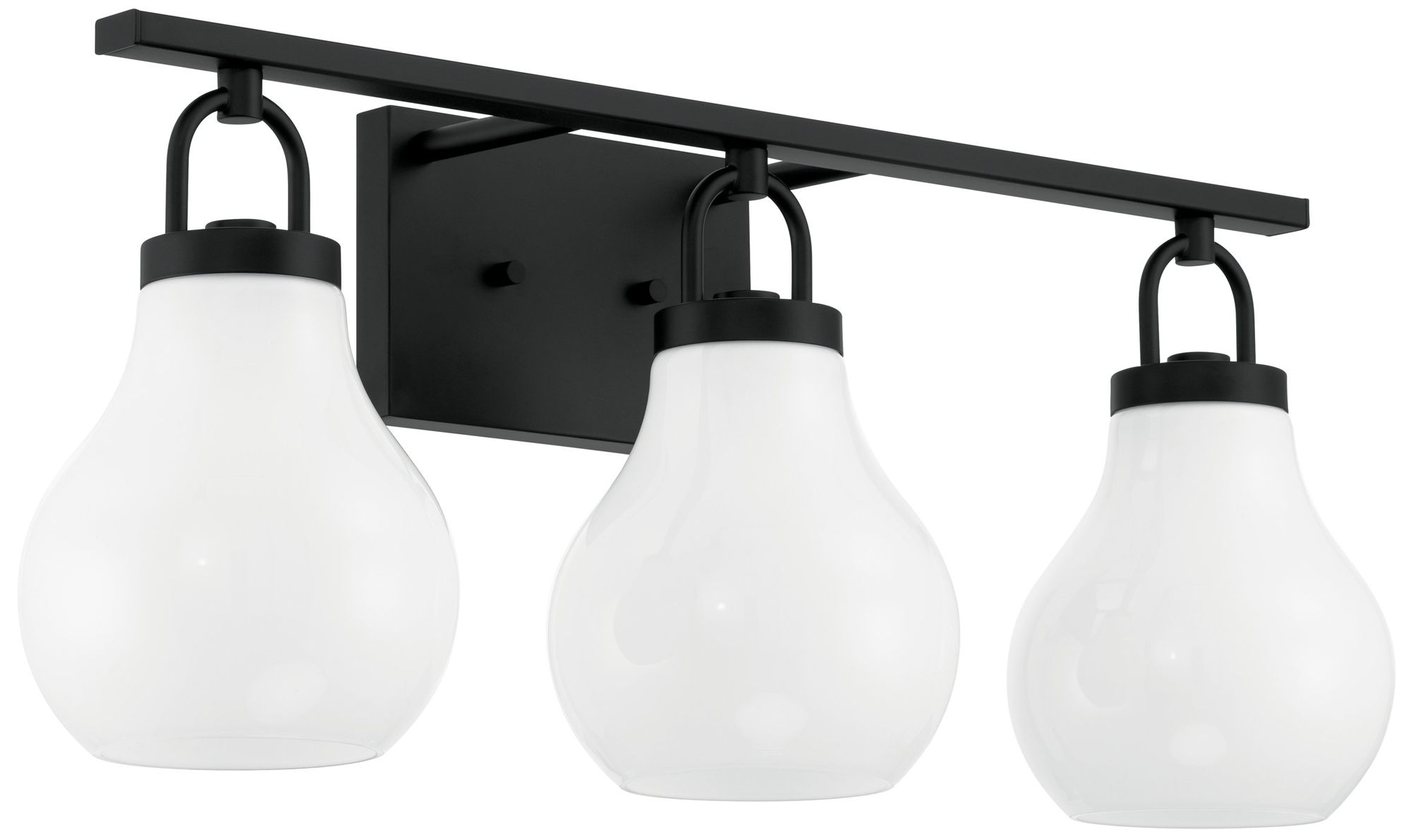 Thesis Mansfield 24-inch Matte Black Vanity Light with Opal Glass Shades
