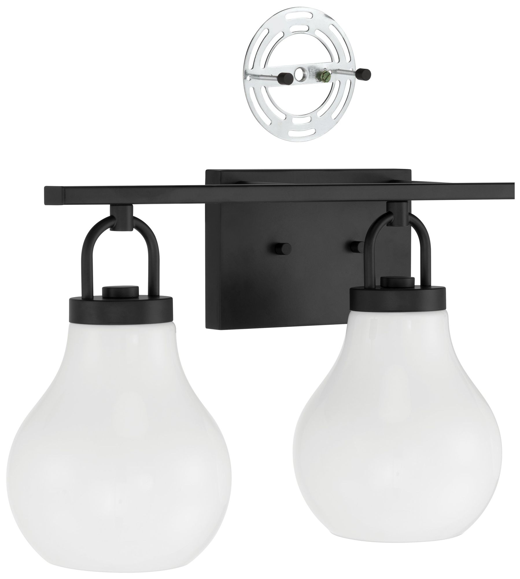 Image 4 Thesis Mansfield 24-inch Matte Black Vanity Light with Opal Glass Shades more views