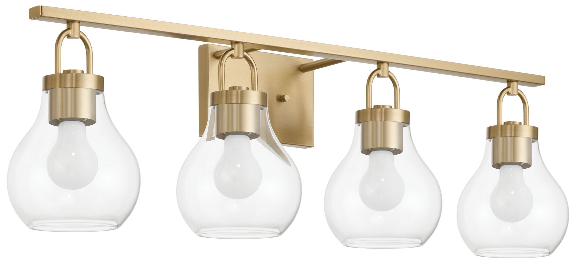 Thesis Mansfield 34" Champagne Gold Vanity Light w/ Clear Glass Shades