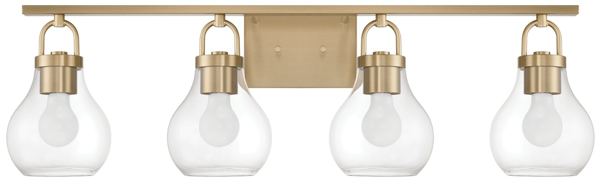Image 3 Thesis Mansfield 34" Champagne Gold Vanity Light w/ Clear Glass Shades more views