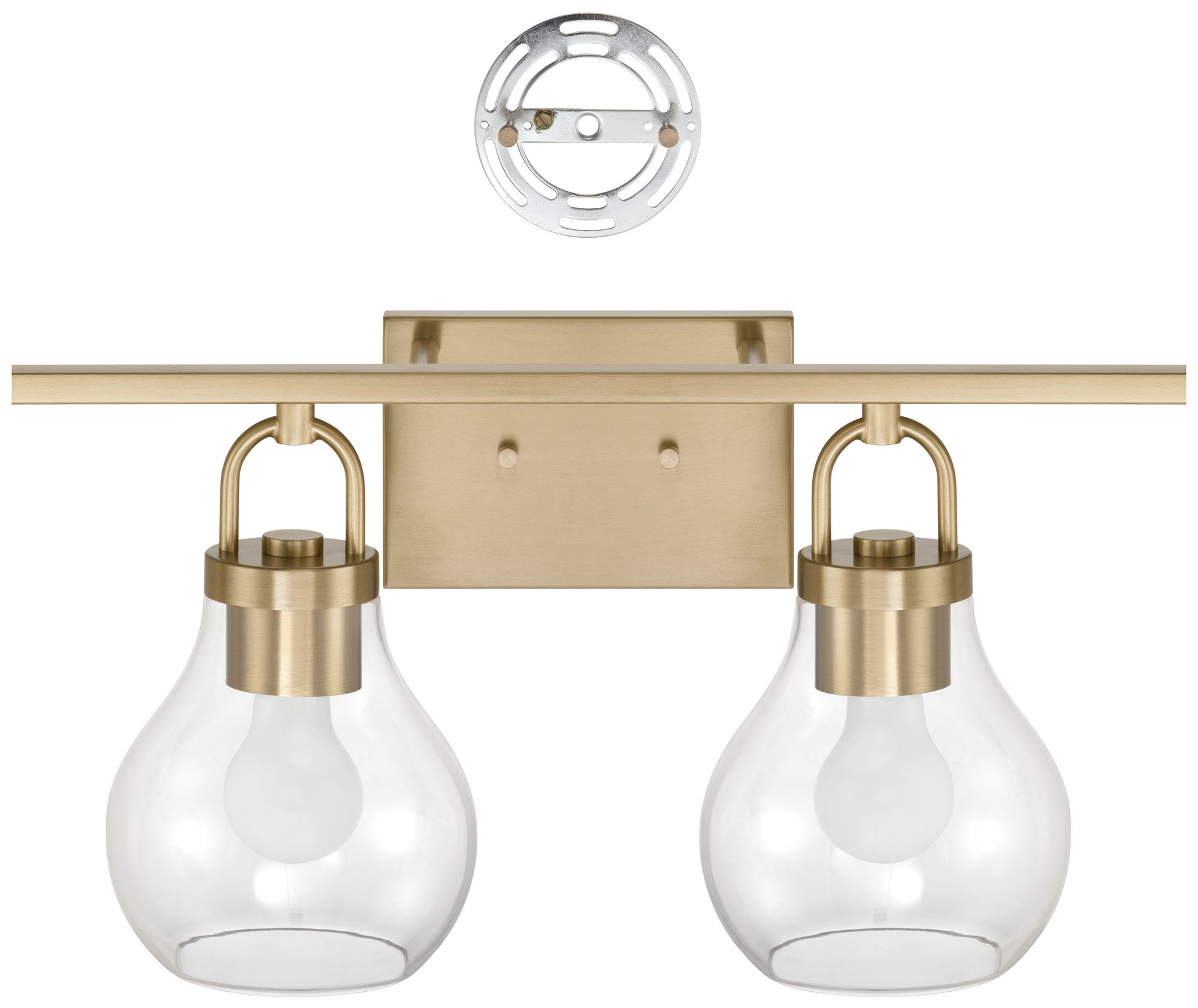 Image 4 Thesis Mansfield 34" Champagne Gold Vanity Light w/ Clear Glass Shades more views